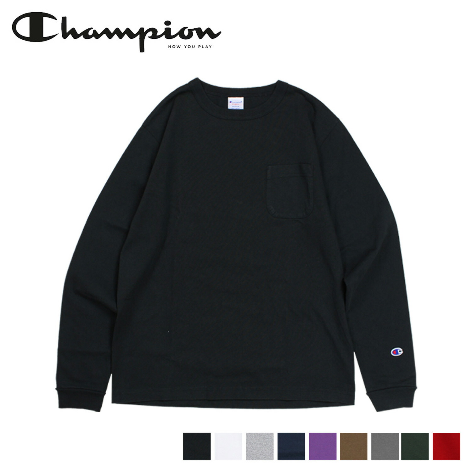 楽天市場】CHAMPION チャンピオン ロンT 長袖 T1011 胸ポケット 無地