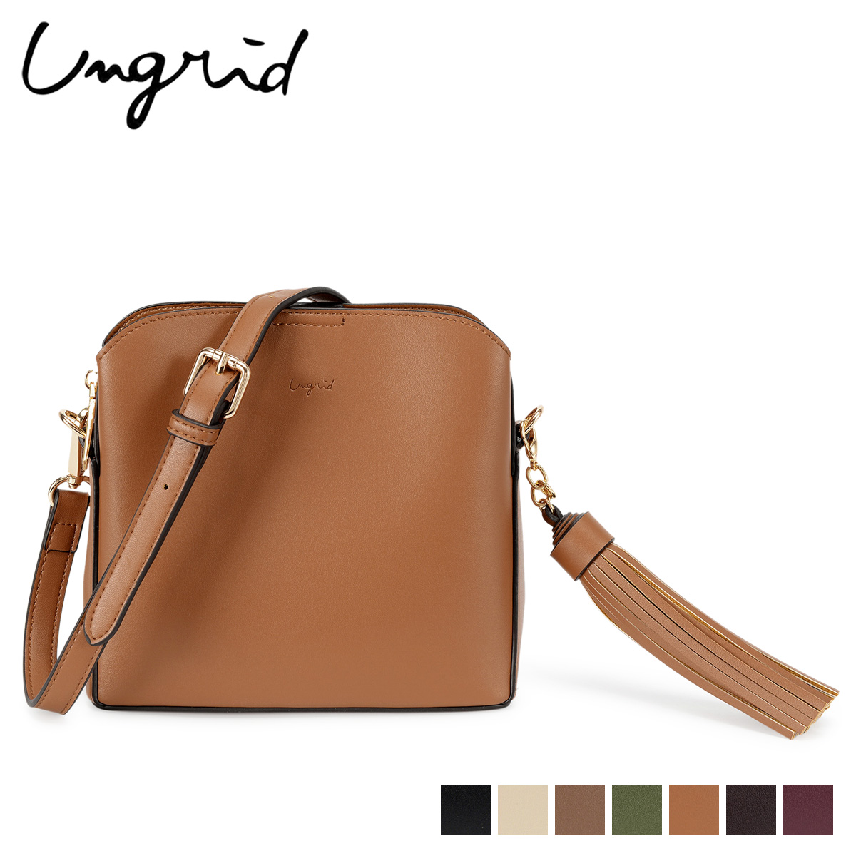 Ungrid アングリッド Bag Tassel Mini Big ブラック アイボリー レディース Smooth バッグ ショルダーバッグ