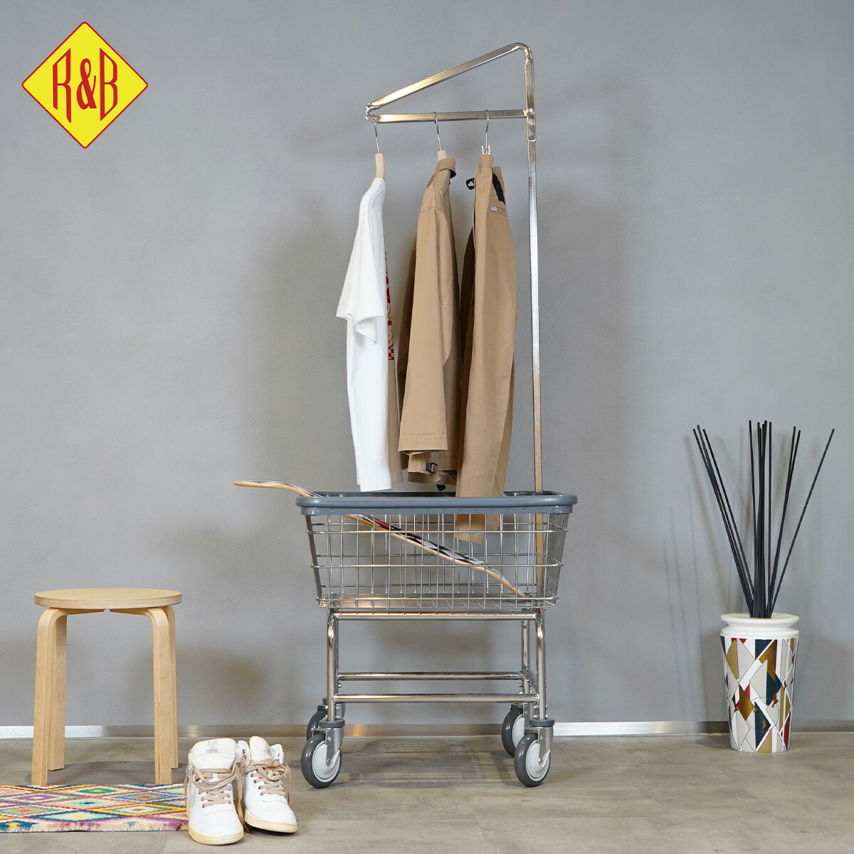 R Bワイアプロダクツ R B Wire Products ハンガー幸 強い Standard Laundry Cart W Single Pole Rack 100cec91c 送料無料 あした心地好い一致 R Bワイヤープロダクツ R B Wire Products ハンガーラック 外衣ハンガー パイプラインハンガー 御召しもの 収納 かっこ良い