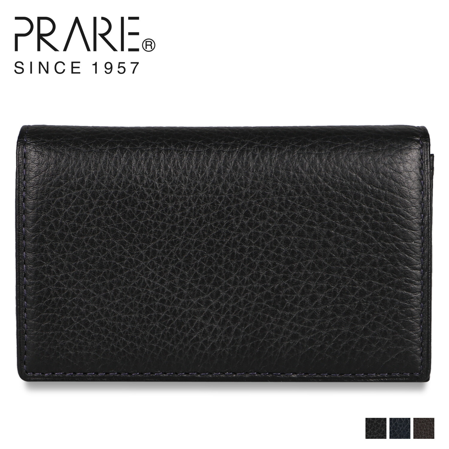 PRAIRIE プレリー イタリアンディア カードケース 名刺入れ 定期入れ メンズ 本革 ITALIANDEERSKIN ブラック ネイビー ブラウン 黒 NP17470