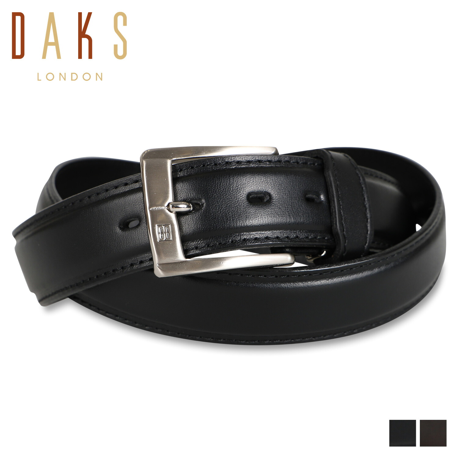 ダックス DAKS ベルト メンズ 本革 LEATHER BELT ブラック ダークブラウン 黒 DB37070
