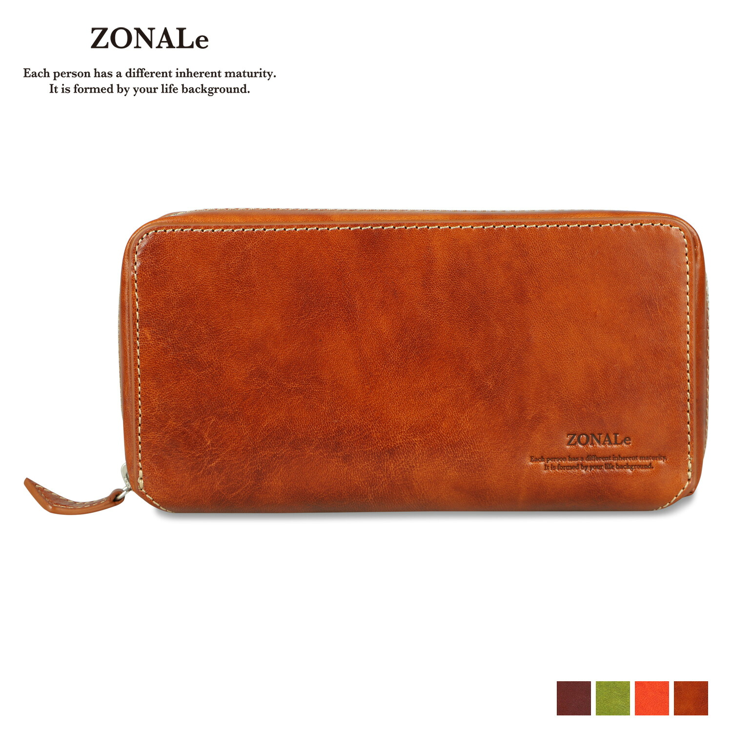 ZONALE ゾナール 財布 長財布 レンジナ メンズ レディース ラウンドファスナー 本革 大容量 RENZINA キャメル ブラウン グリーン オレンジ 31087