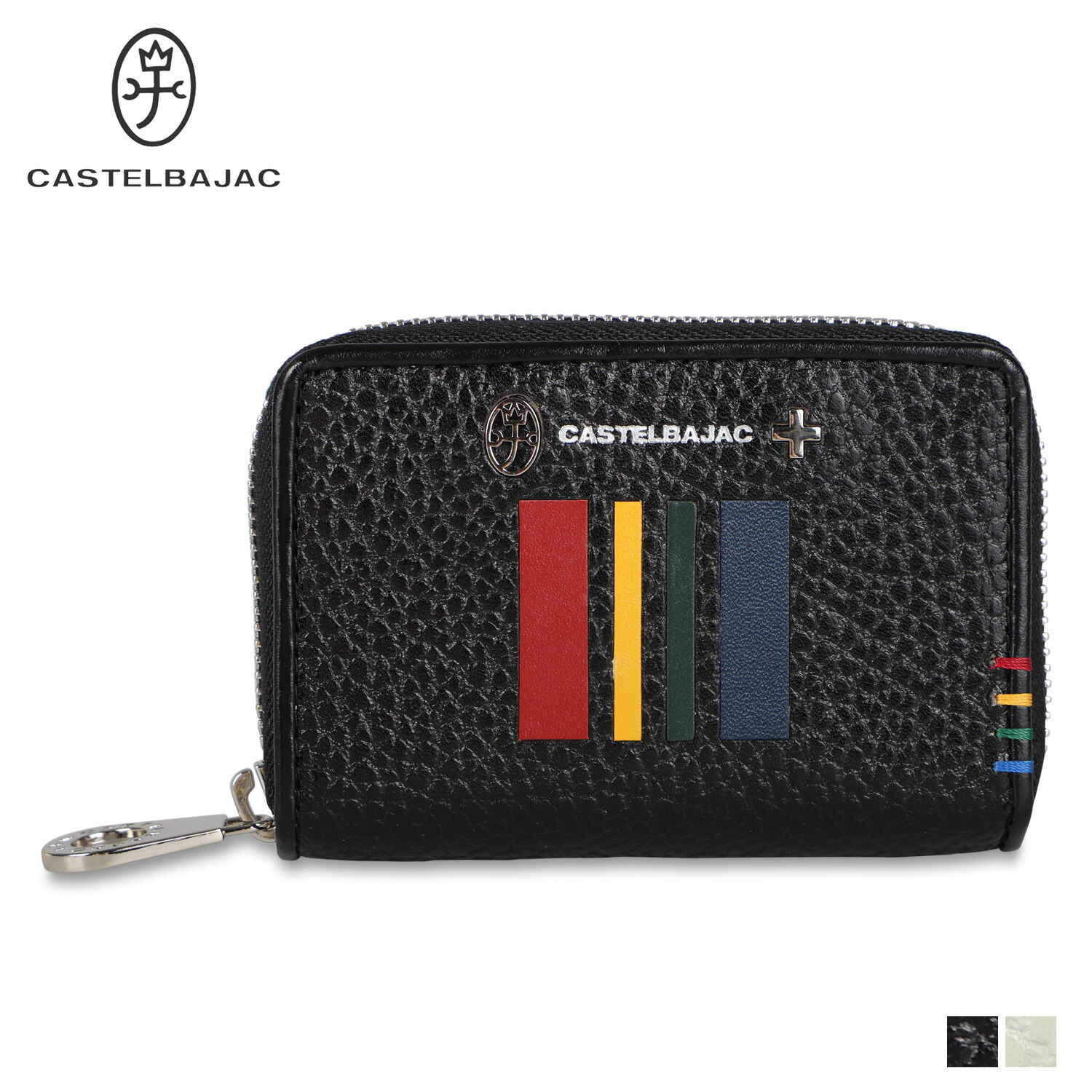 CASTELBAJAC カステルバジャック キーケース カードケース クワトロ メンズ レディース スマートキー パスケース 本革 ラウンドファスナー QUATTRO SERIES KEY CASE ブラック ホワイト 黒 白 58623 母の日