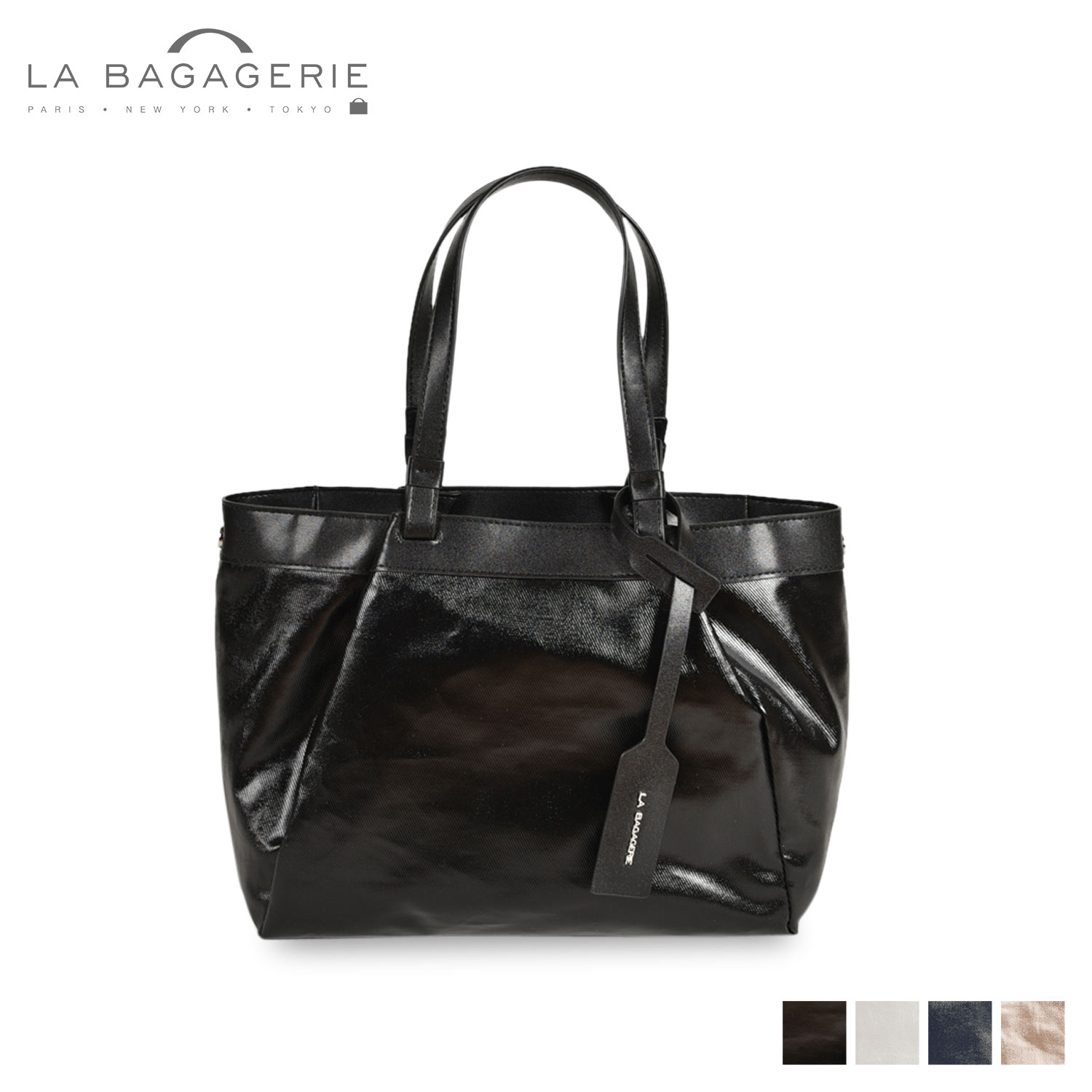 ラバガジェリー　LA BAGAGERIE トートバッグ　白　ホワイト セール】 ランダムプリーツトートバッグ （トートバッグ）｜LA