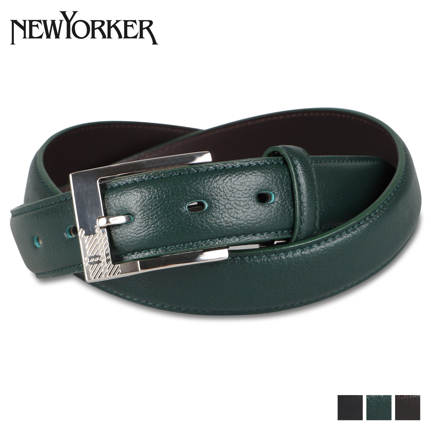6930円 非常に高い品質 NEWYORKER ニューヨーカー ベルト レザーベルト メンズ 本革 BELT ブラック ブラウン グリーン 黒 NY-7090121