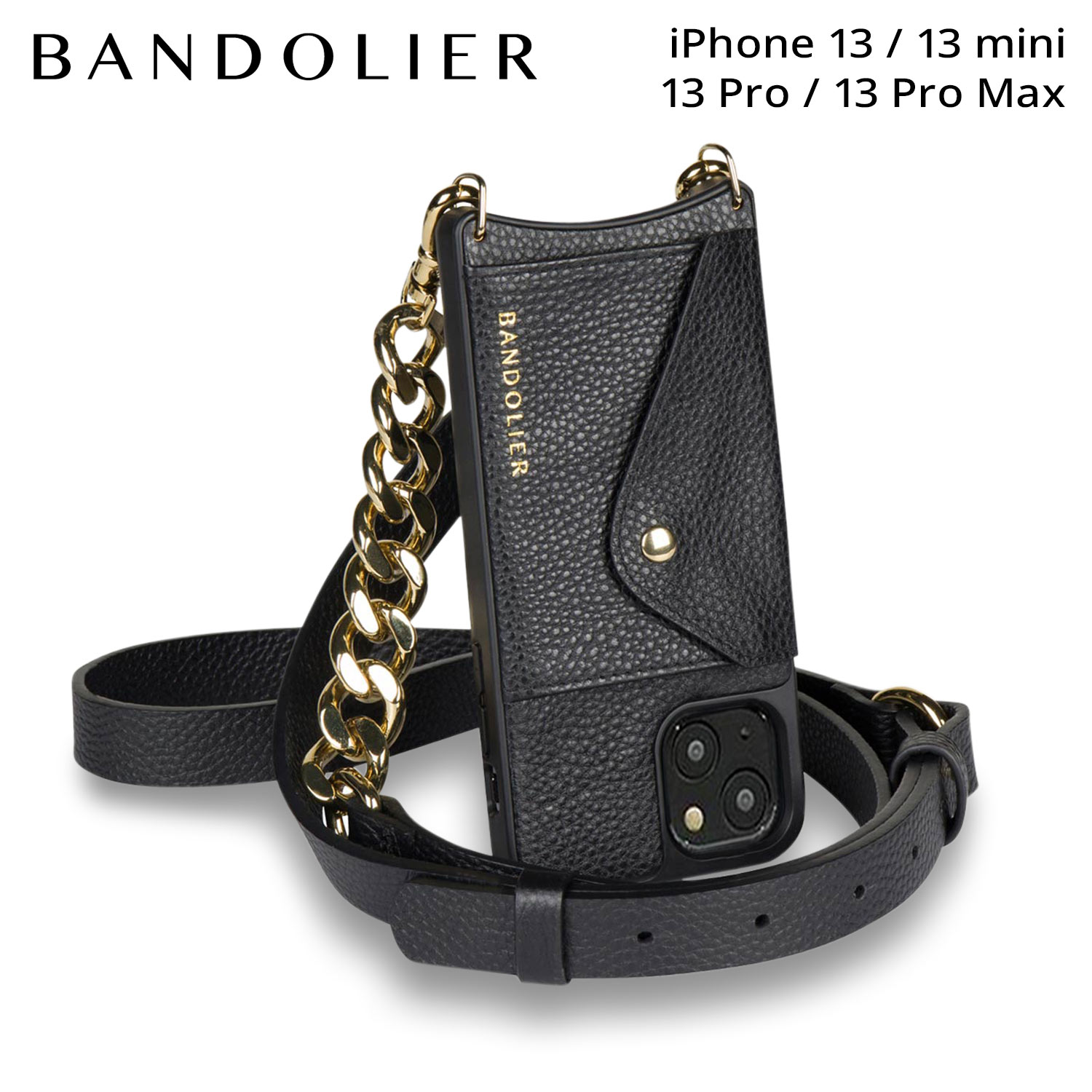【最大1000円OFFクーポン発行中】 バンドリヤー BANDOLIER スマホショルダー スマホケース iPhone 13 mini iPhone 13 13Pro iPhone 13 Pro Max アイフォン シャーロット サイドスロット ブラックゴールド メンズ レディース 14CHA｜シュガーオンラインショップ