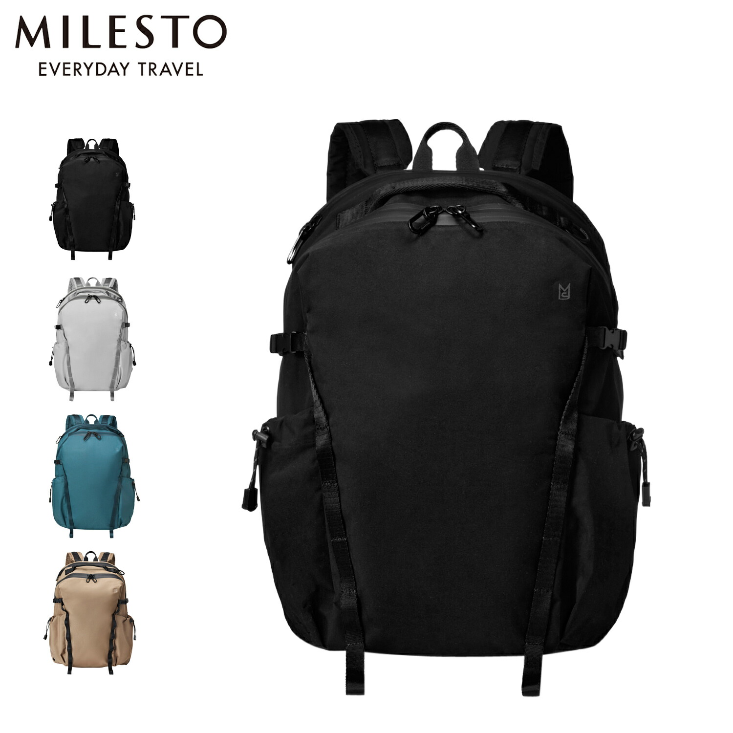 MILESTO ミレスト リュック バッグ バックパック サイド バックル メンズ レディース 撥水 SIDE BUCKLE BACKPACK ブラック グレー グリーン MLS843 母の日