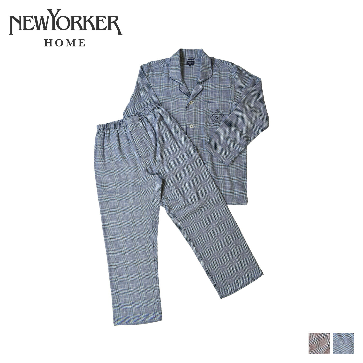 【信頼】NEWY RKER H ME ニューヨーカーホーム ルームウェア 上下 メンズ パジャマ 長袖 前開き TAIL RED PAJAMAS グレー レッド ブルー 0634-80 シュガーオンラインショップ