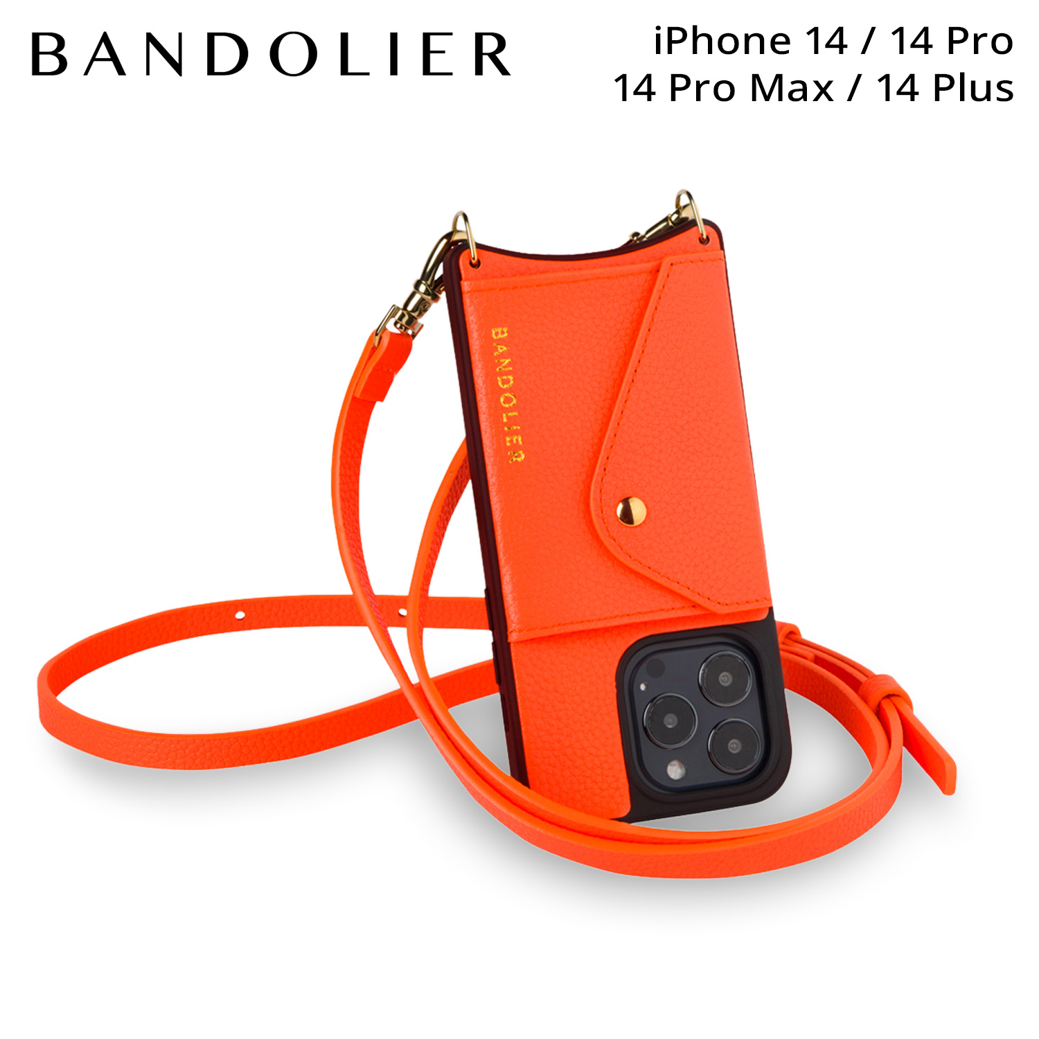 バンドリヤー BANDOLIER スマホショルダー スマホケース iPhone 14 14Pro iPhone 14 Pro Max iPhone 14 Plus アイフォン メンズ レディース DONNA SIDE SLOT NEON ORANGE ネオンオレンジ 14DON｜シュガーオンラインショップ 11,325円