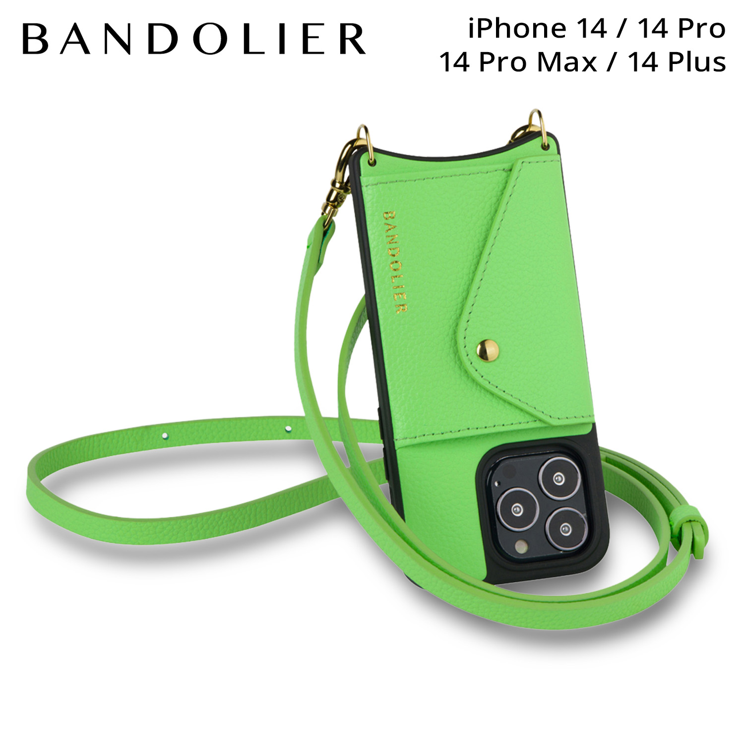 バンドリヤー BANDOLIER スマホショルダー スマホケース iPhone 14 14Pro iPhone 14 Pro Max iPhone 14 Plus アイフォン メンズ レディース DONNA SIDE SLOT NEON GREEN ネオングリーン 14DON 母の日