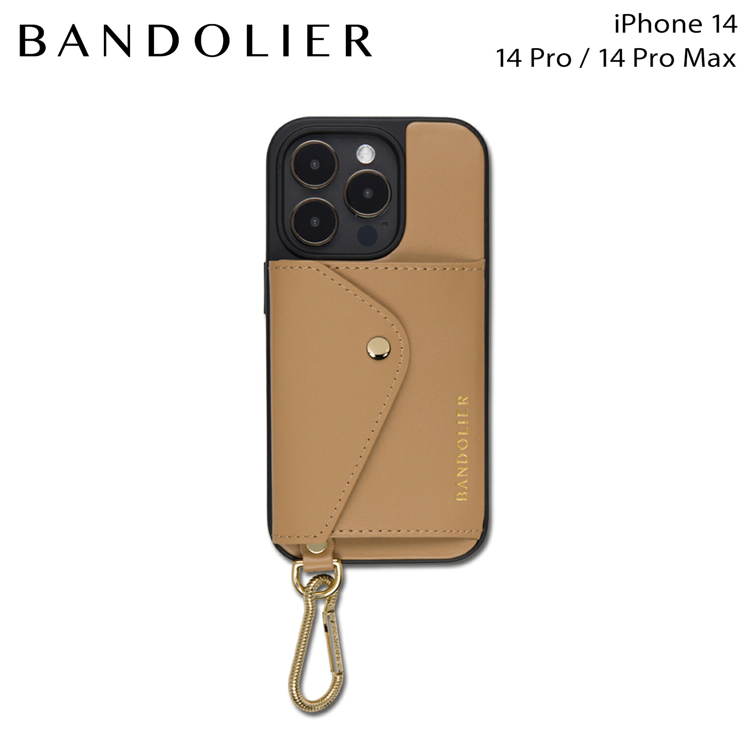 【最大1000円OFFクーポン発行中】 バンドリヤー BANDOLIER スマホケース iPhone 14 14Pro iPhone 14 Pro Max アイフォン キーホルダー キーリング メンズ レディース RYDER CARABINER TAN ブラウン 14RYD|シュガーオンラインショップ