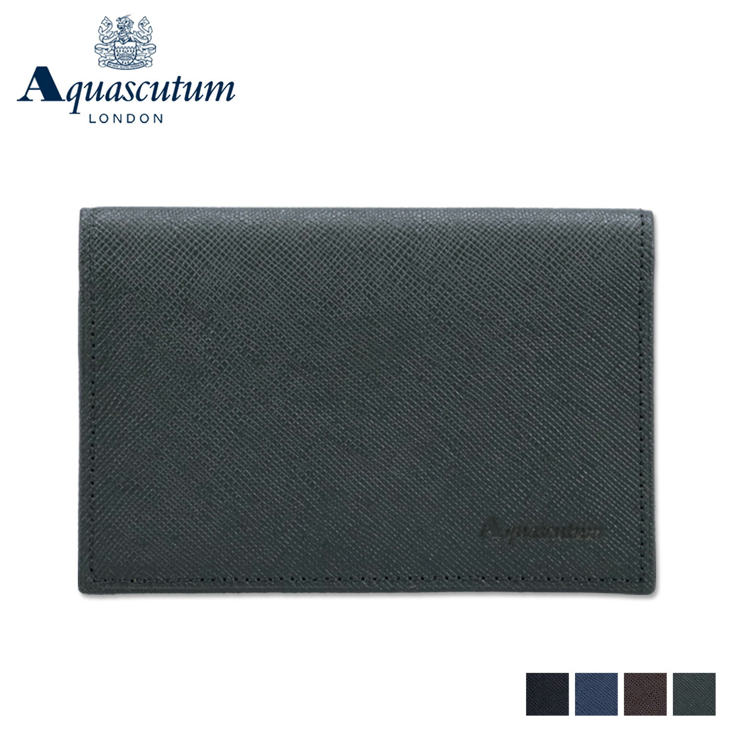 AQUASCUTUM アクアスキュータム カードケース 名刺入れ 定期入れ パスケース バーミンガム メンズ 本革 スリム 型押し BIRMINGHAM ブラック ネイビー ダーク ブラウン グリーン 黒 AQ-508010
