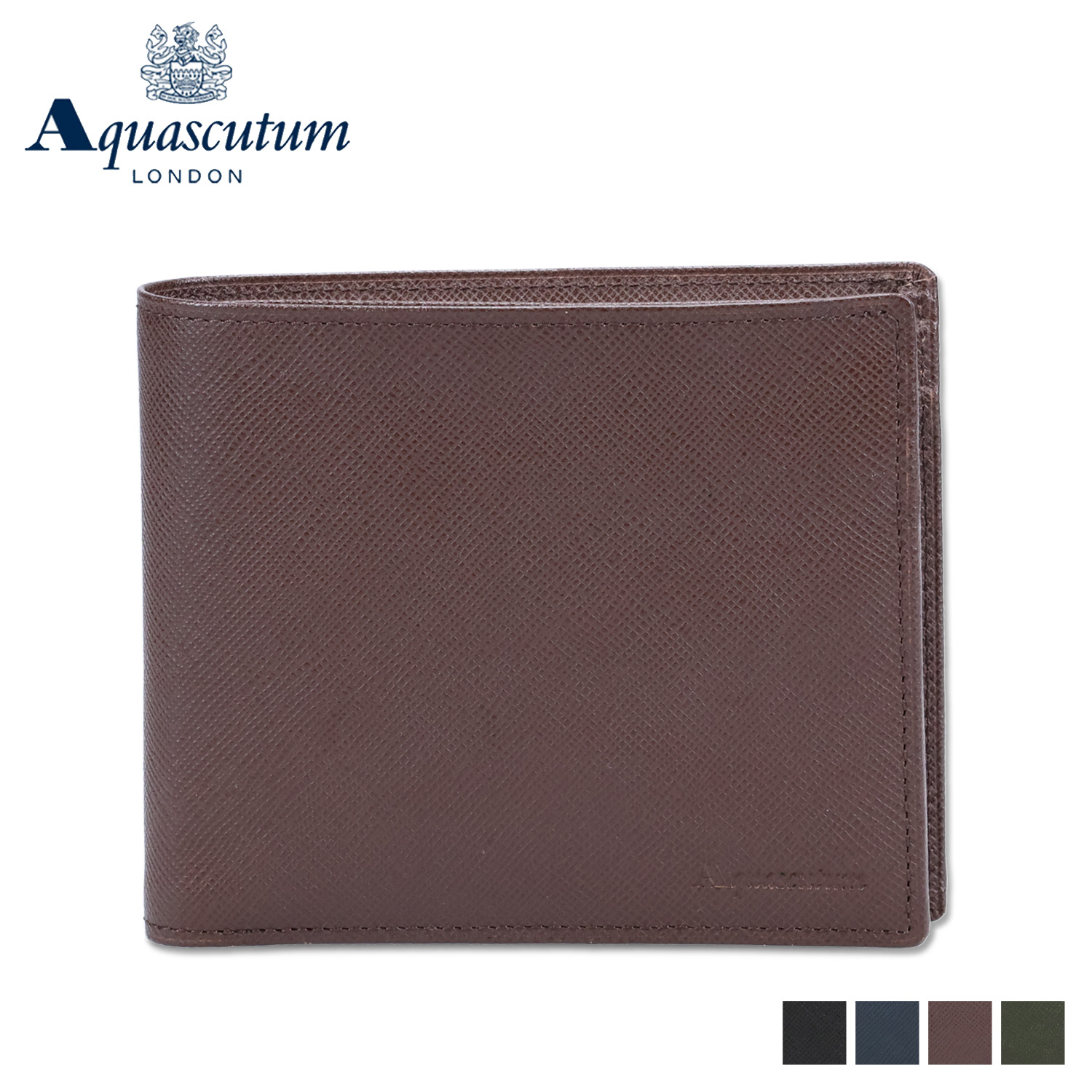 AQUASCUTUM アクアスキュータム 財布 二つ折り バーミンガム メンズ 本革 小銭入れあり BIRMINGHAM ブラック ネイビー ダーク ブラウン グリーン 黒 AQ-515010