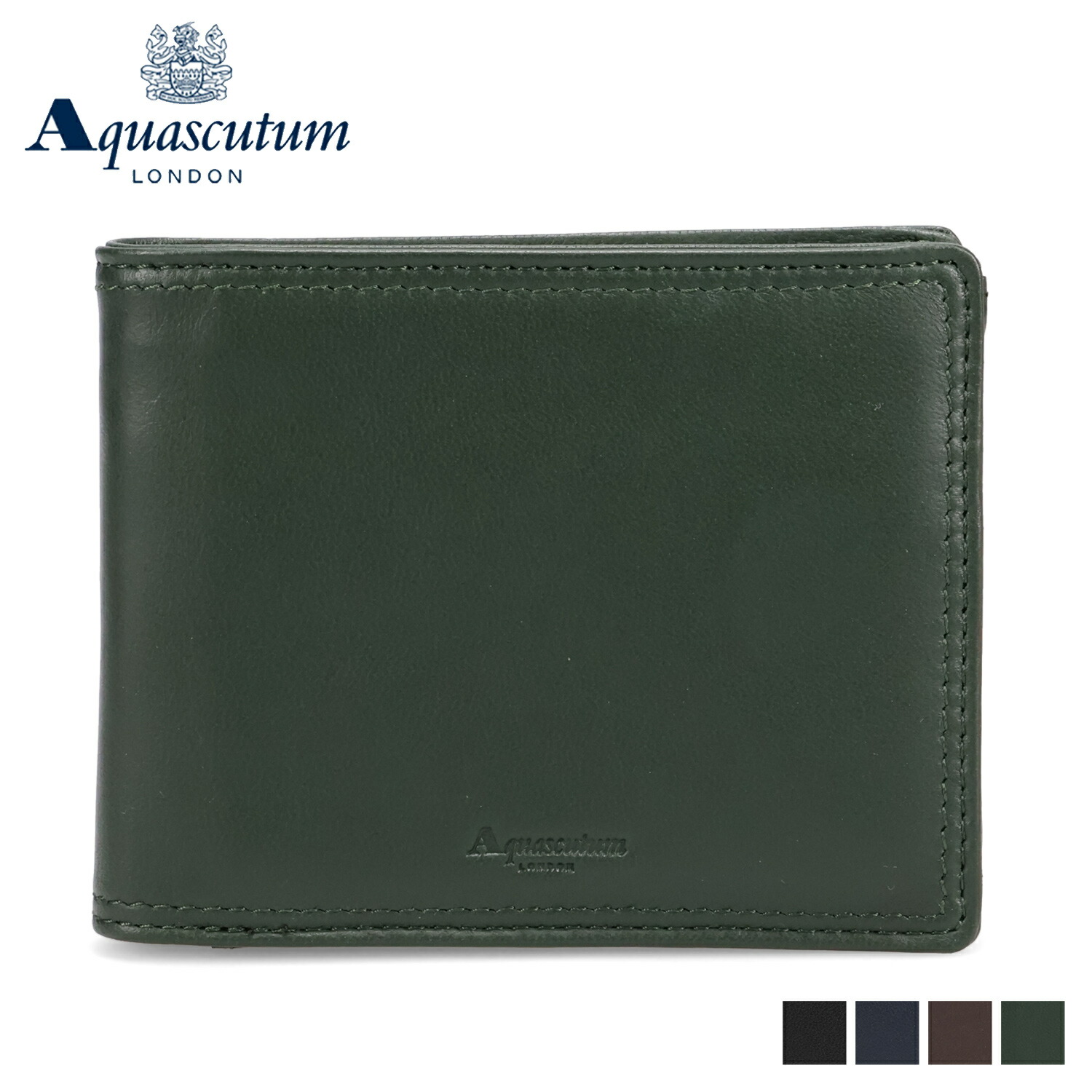 AQUASCUTUM アクアスキュータム 財布 二つ折り サットン メンズ 本革 SUTTON ブラック ネイビー ダーク ブラウン グリーン 黒 AQ-WO001