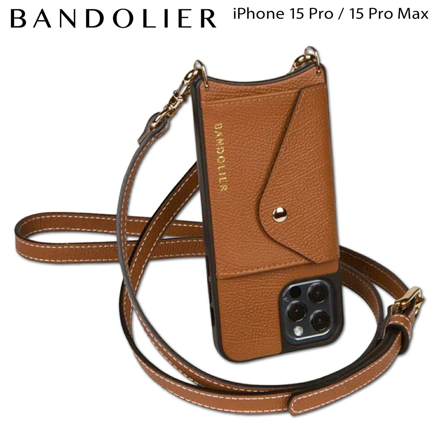 バンドリヤー BANDOLIER iPhone 15Pro iPhone 15 Pro Max スマホケース スマホショルダー 携帯 アイフォン メンズ レディース CASEY SIDE SLOT SIENNA ブラウン 14CAS 母の日
