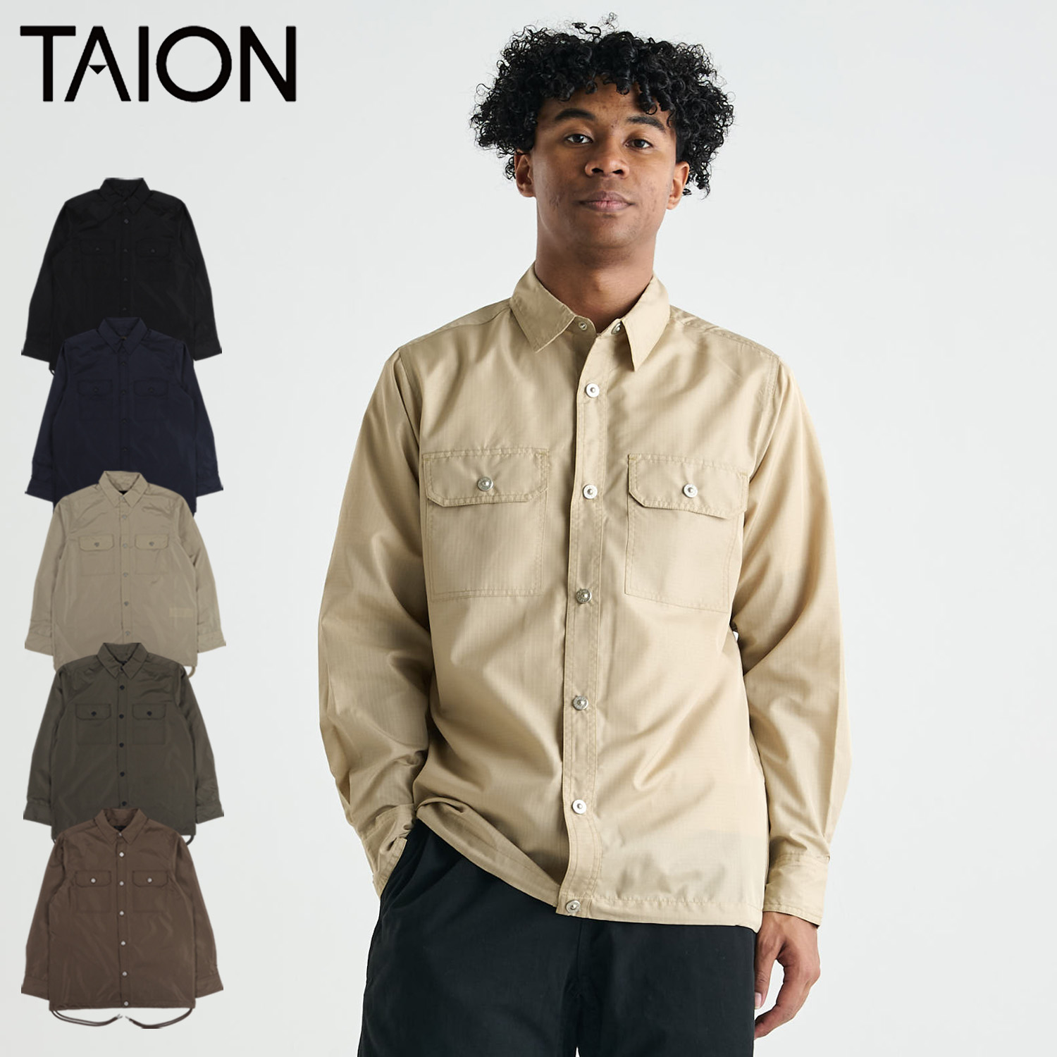 タイオン TAION シャツ ミリタリー ノンダウン ロング スリーブシャツ メンズ 長袖 N/D MILITARY LONG SLEEVE SHIRTS ブラック ネイビー ベージュ カーキ ブラウン 黒 TAION-109SHNDML-1