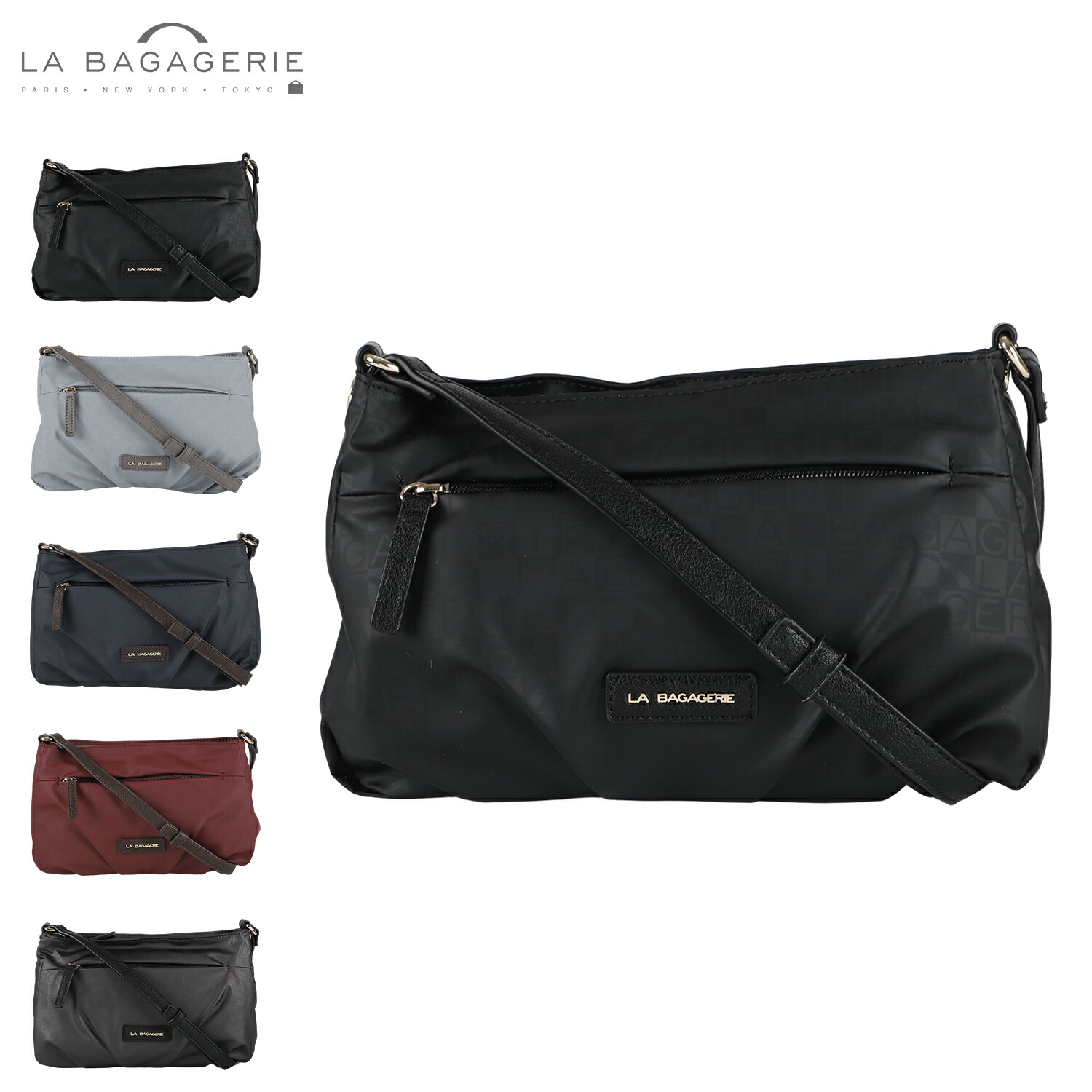 LA BAGAGERIE ラ バガジェリー ショルダーバッグ レディース 斜め掛け MONOGRAMME ポシェット ブラック グレー ネイビー バーガンディー シルバー 黒 B71-09-01 母の日