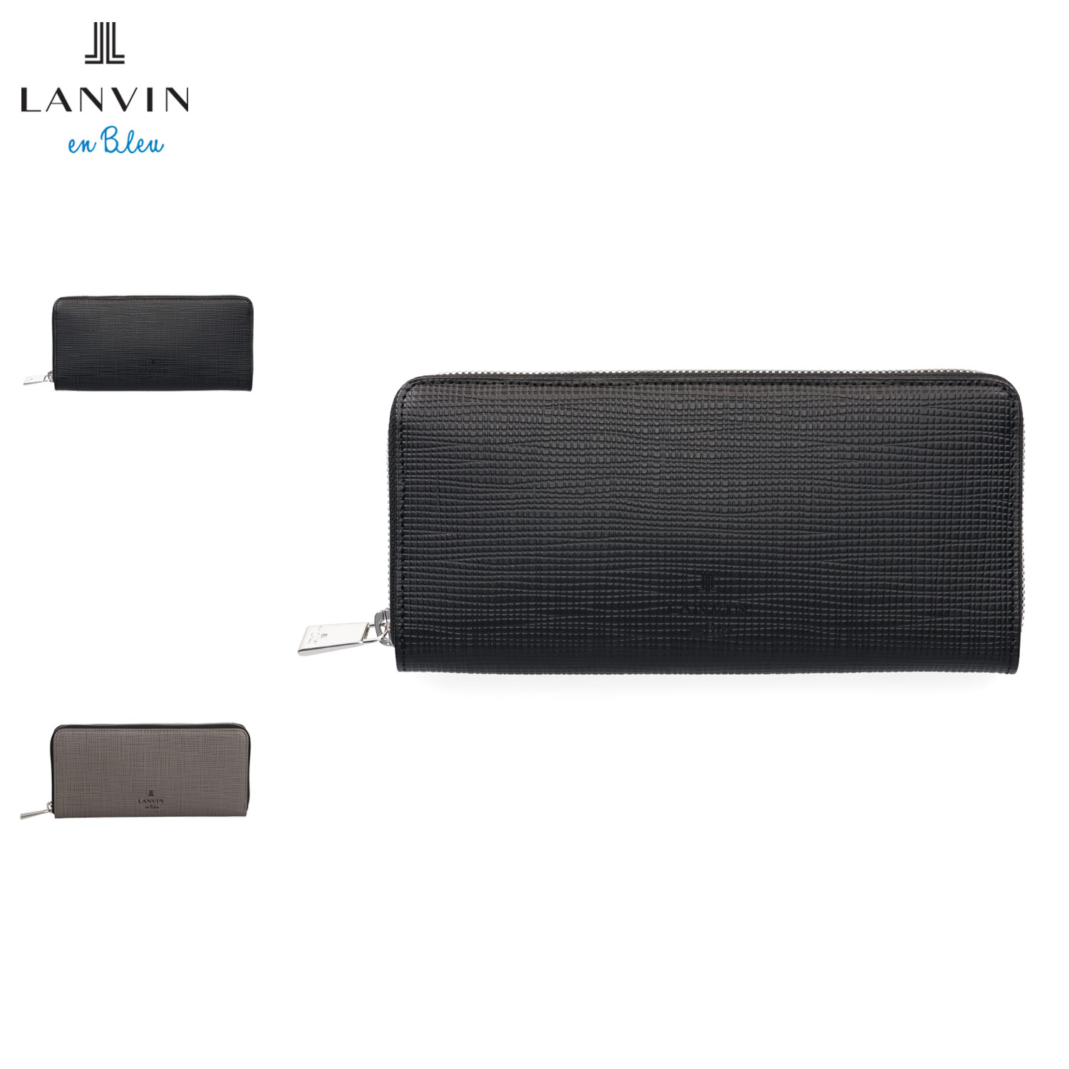 【最大1000円OFFクーポン発行中】 LANVIN en Bleu ランバンオンブルー 財布 長財布 メンズ ラウンドファスナー 本革 ゼブダ ブラック グレー 黒 529617|シュガーオンラインショップ