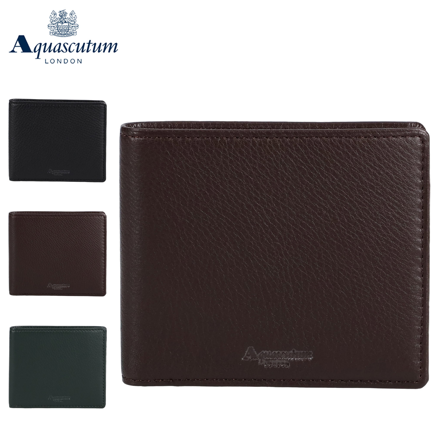 AQUASCUTUM アクアスキュータム 財布 二つ折り メンズ 本革 オールダム ブラック ブラウン グリーン 黒 AQW-3100119