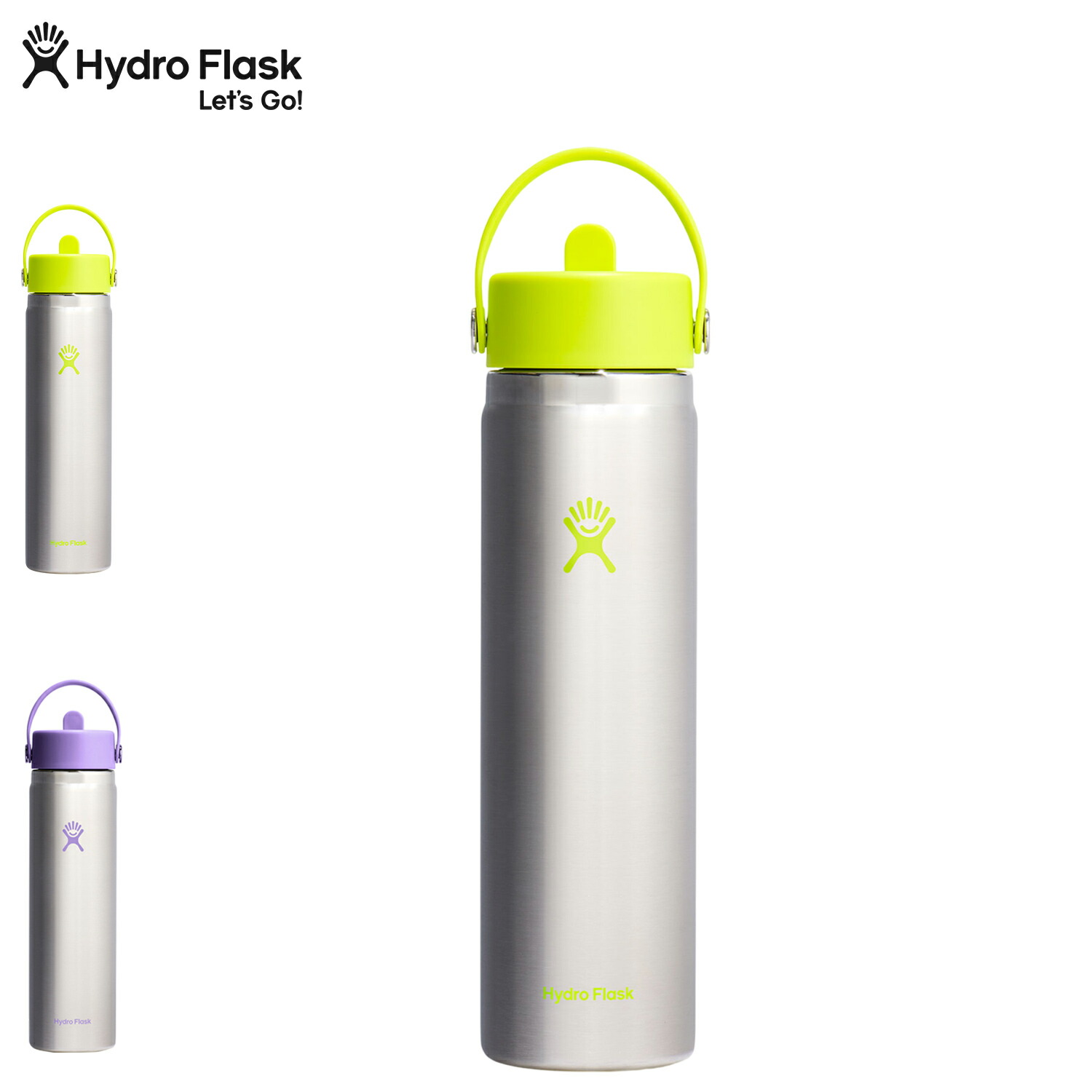 Hydro Flask ハイドロフラスク 24oz ステンレスボトル マグボトル 水筒 魔法瓶 ワイドマウス フレックスストロー 709ml 保温 保冷 24oz Wide Mouth Flex Straw イエロー パープル 890196 母の日