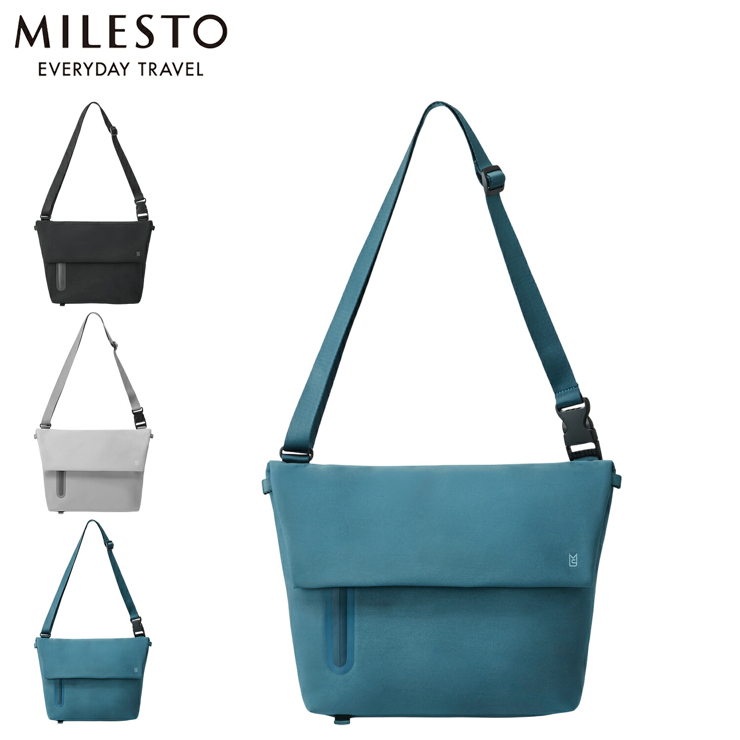 MILESTO ミレスト ショルダーバッグ リキッド メンズ レディース 8L 斜めがけ Lサイズ 耐水 LIKID ブラック グレー グリーン 黒 MLS946 母の日