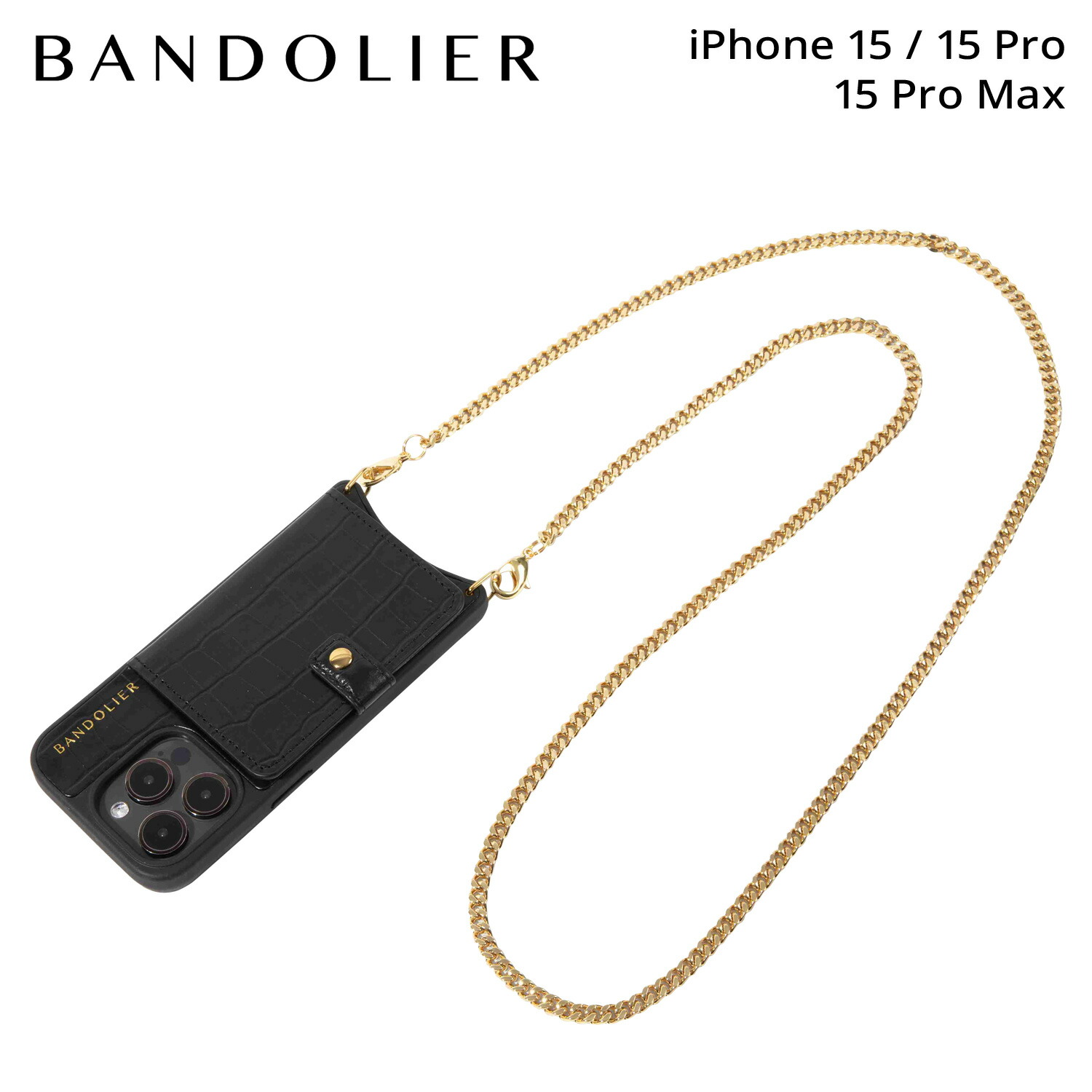 バンドリヤー BANDOLIER iPhone15 15Pro iPhone 15 Pro Max スマホケース スマホショルダー 携帯 アイフォン メンズ レディース GIA CROC MAGSAFE ブラック 黒 18GCR｜シュガーオンラインショップ