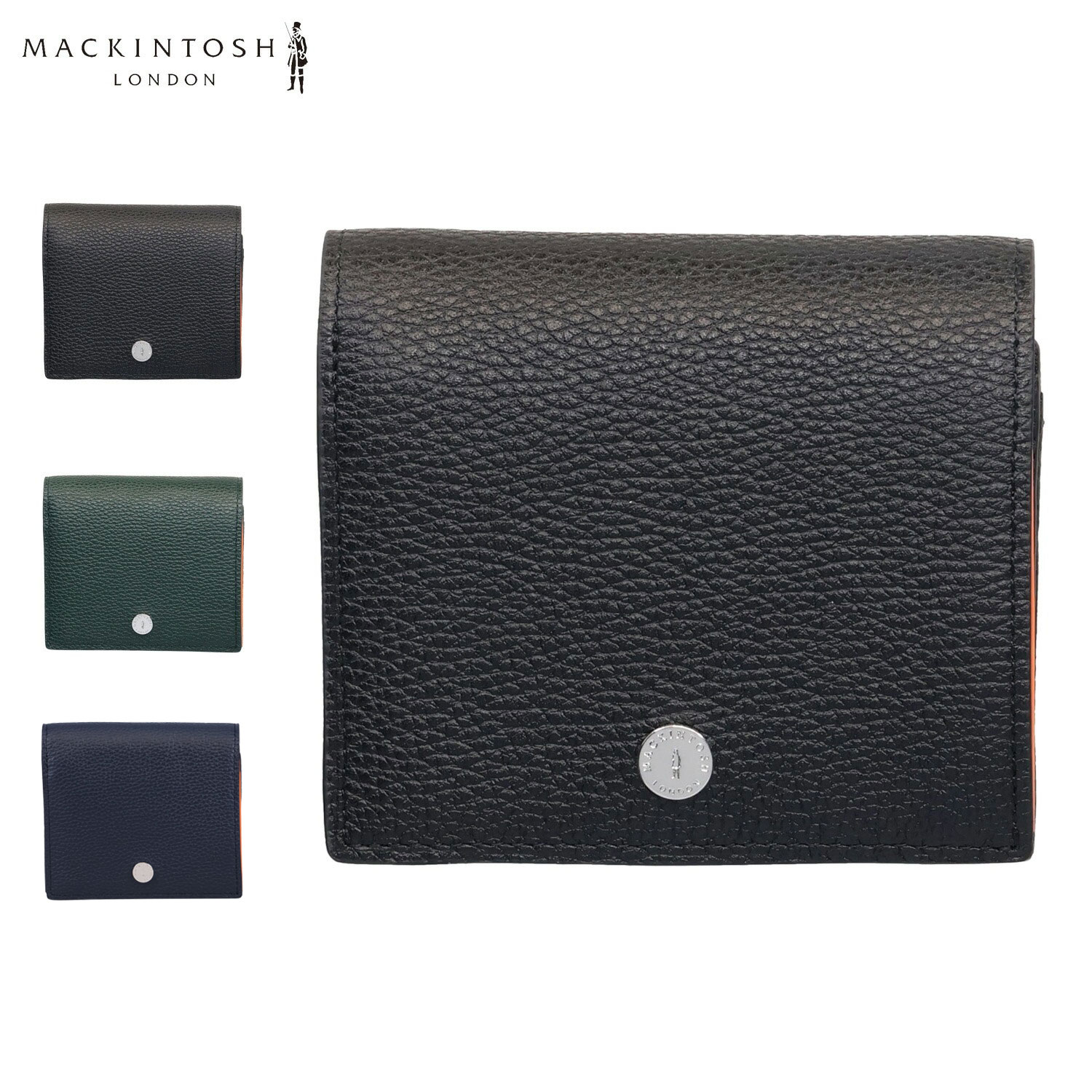 【最大1000円OFFクーポン発行中】 MACKINTOSH LONDON マッキントッシュロンドン 財布 二つ折り財布 メンズ レディース 本革 FOLDED WALLET ブラック グリーン 黒 6060042｜シュガーオンラインショップ