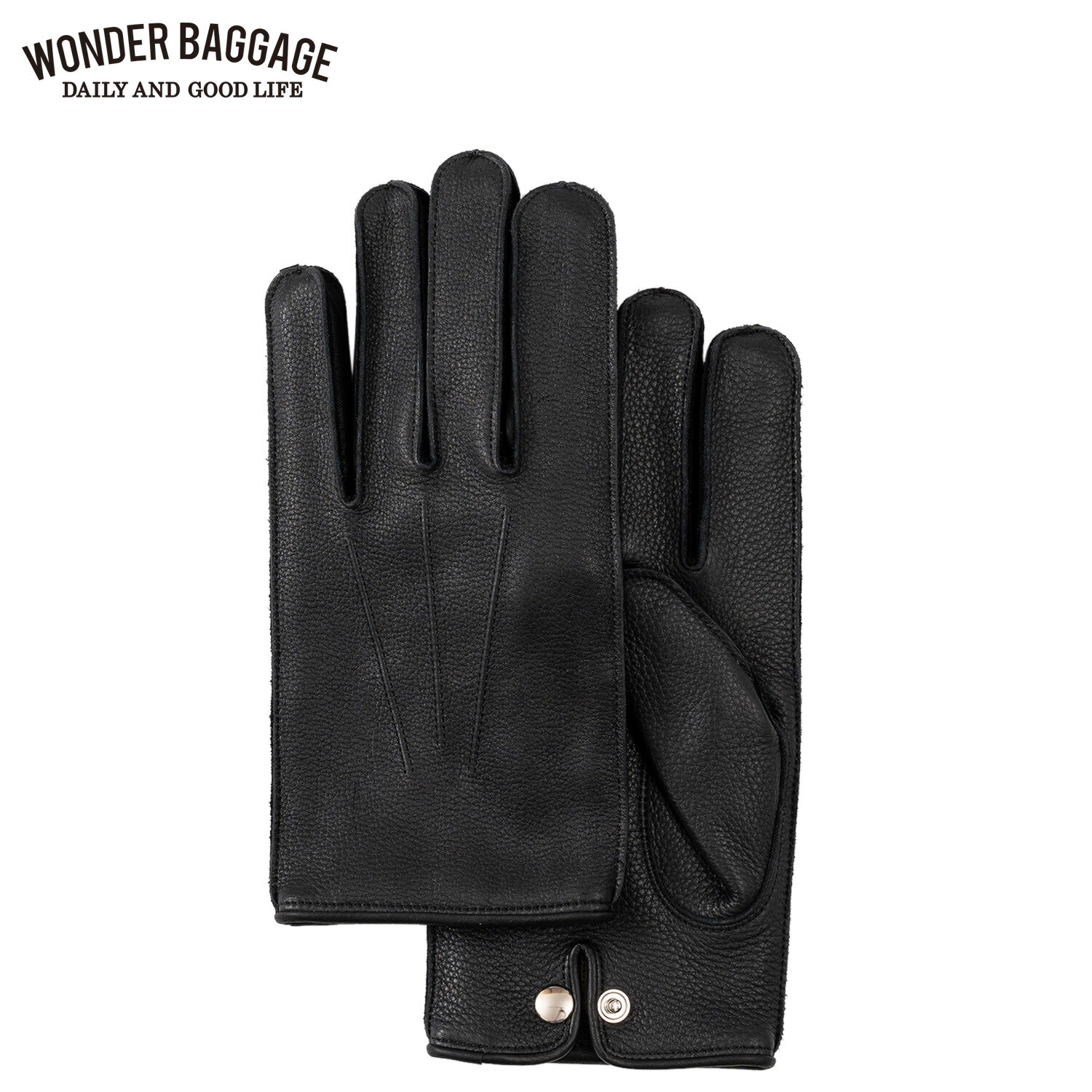 WONDER BAGGAGE ワンダーバゲージ 手袋 レザーグローブ 革手袋 メンズ ホースレザー 本革 裏地付き 防寒 カシミア 洗濯可能 ビジネス ブラック 黒 WB-A-017B