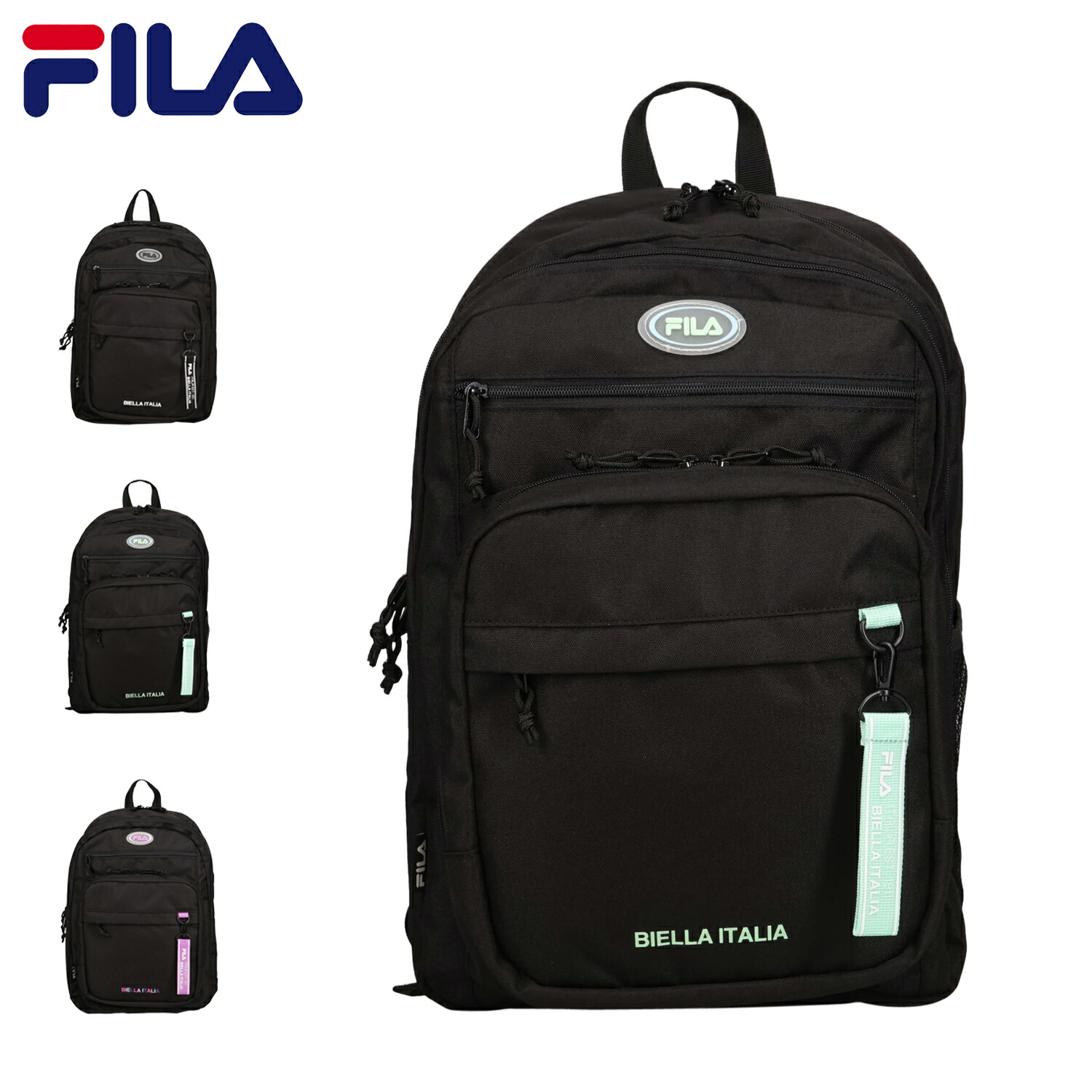 【最大1000円OFFクーポン発行中】 フィラ FILA リュック バッグ バックパック ヴィルシーナ メンズ レディース 33L A4 B4 大容量 軽量 撥水 VERXINA ブラック 黒 7894|シュガーオンラインショップ