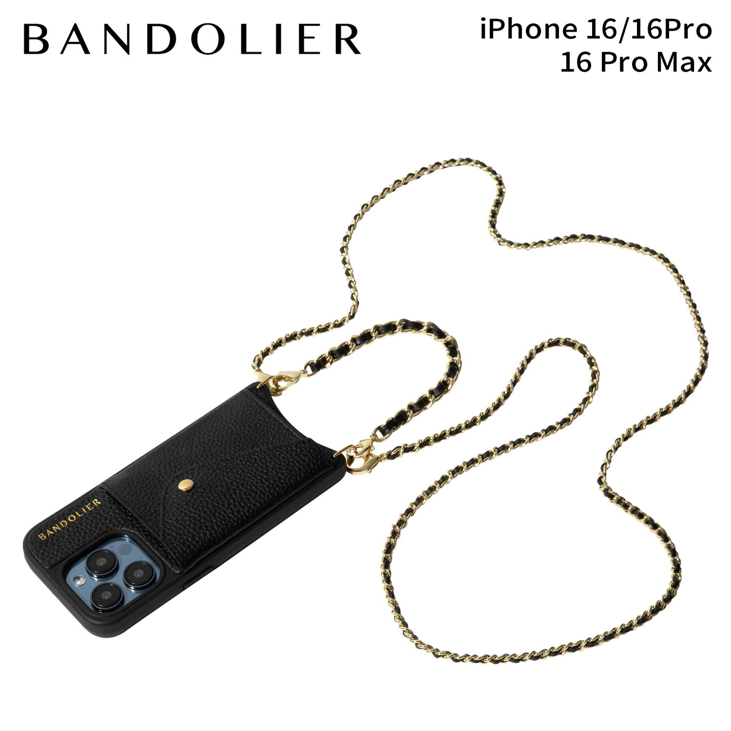 バンドリヤー BANDOLIER スマホショルダー スマホケース iPhone16 16Pro iPhone 16 Pro Max アイフォン リリー ゴールド バンドレット セット メンズ レディース LILY GOLD BANDOLET SET ブラック 黒 14LIL｜シュガーオンラインショップ
