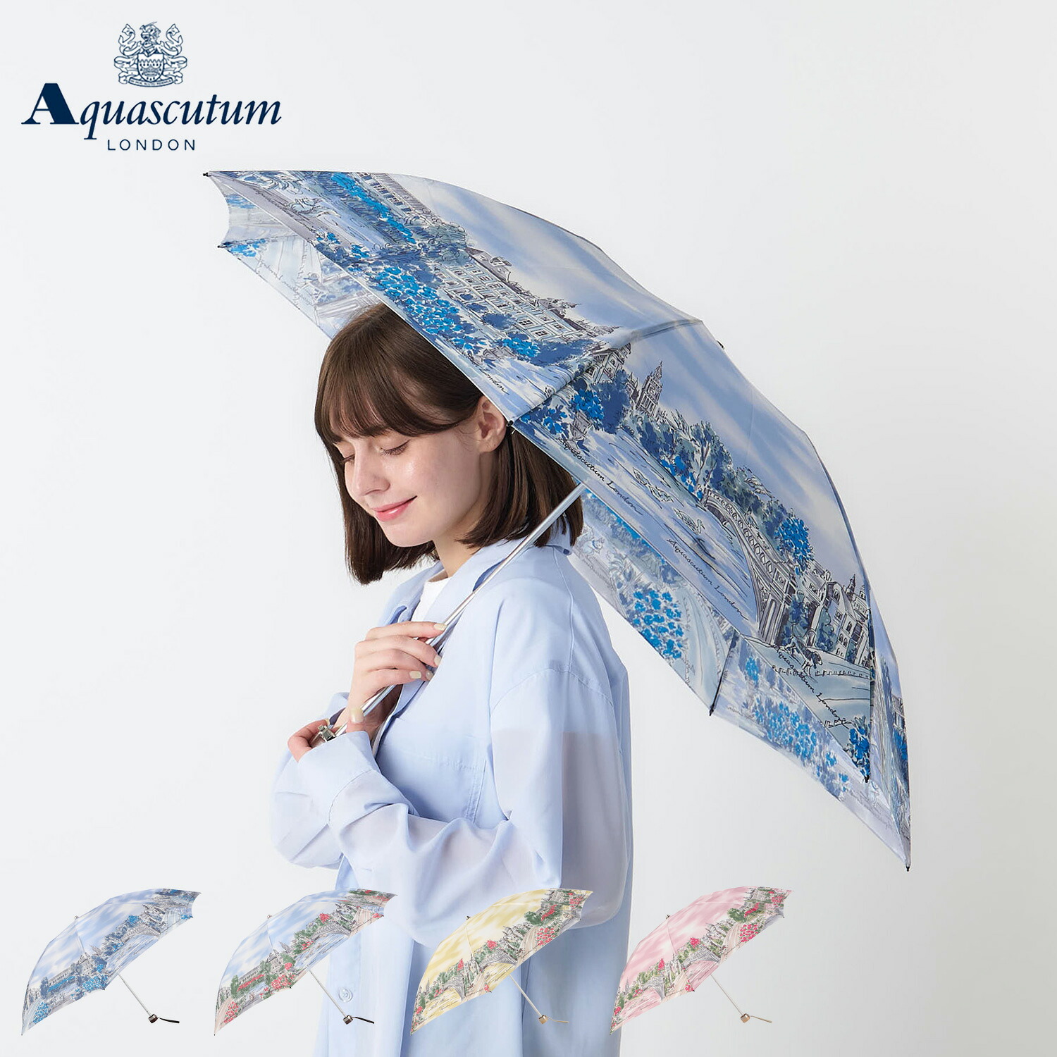【最大1000円OFFクーポン発行中】 AQUASCUTUM アクアスキュータム 折りたたみ傘 雨傘 レディース 軽量 日本製 ネイビー サックス イエロー ピンク 1AQ 17790|シュガーオンラインショップ