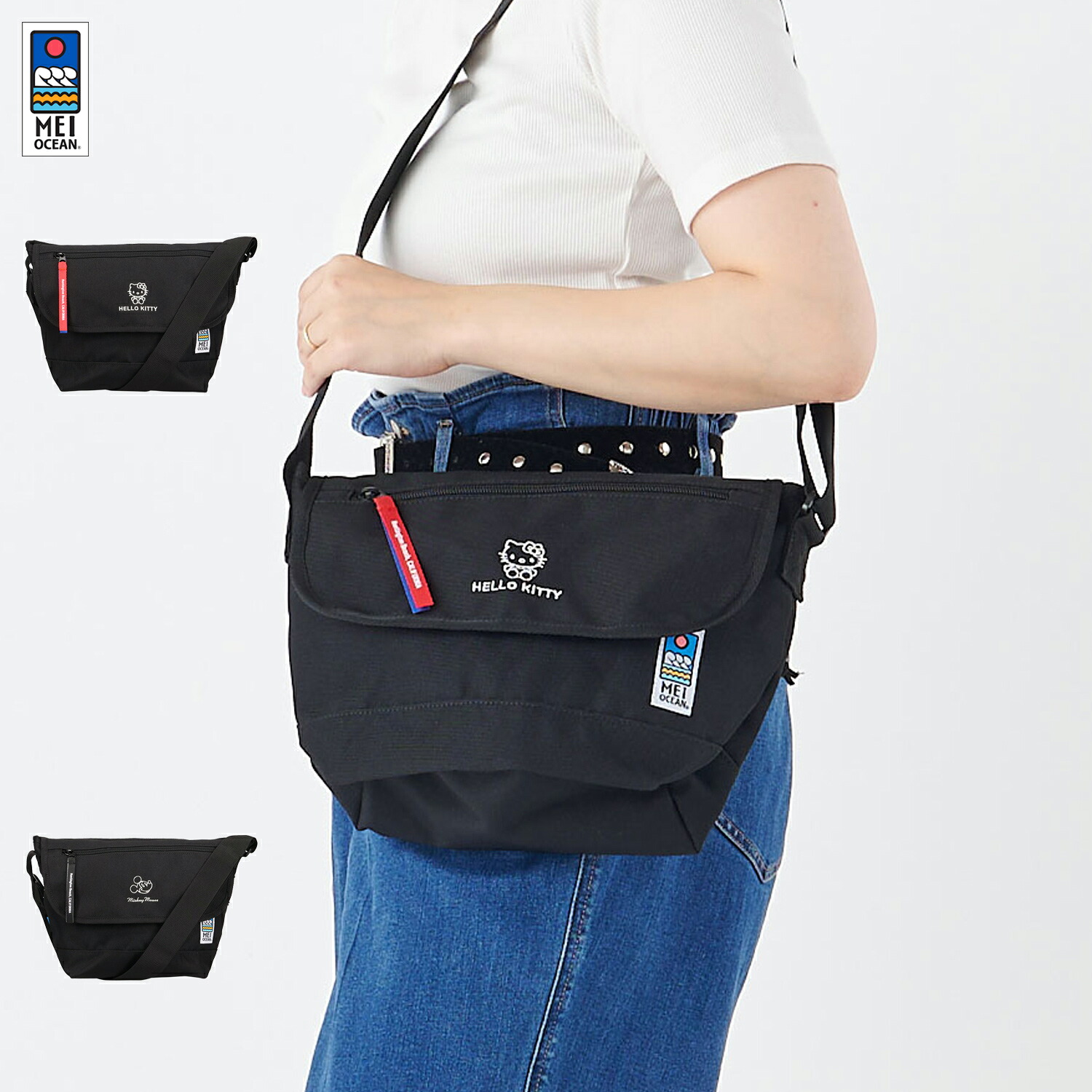 MEI OCEAN メイ オーシャン バッグ ショルダーバッグ メンズ レディース 斜めがけ 軽量 キティ ミッキー コラボ 限定 ブラック 黒 62104 62101