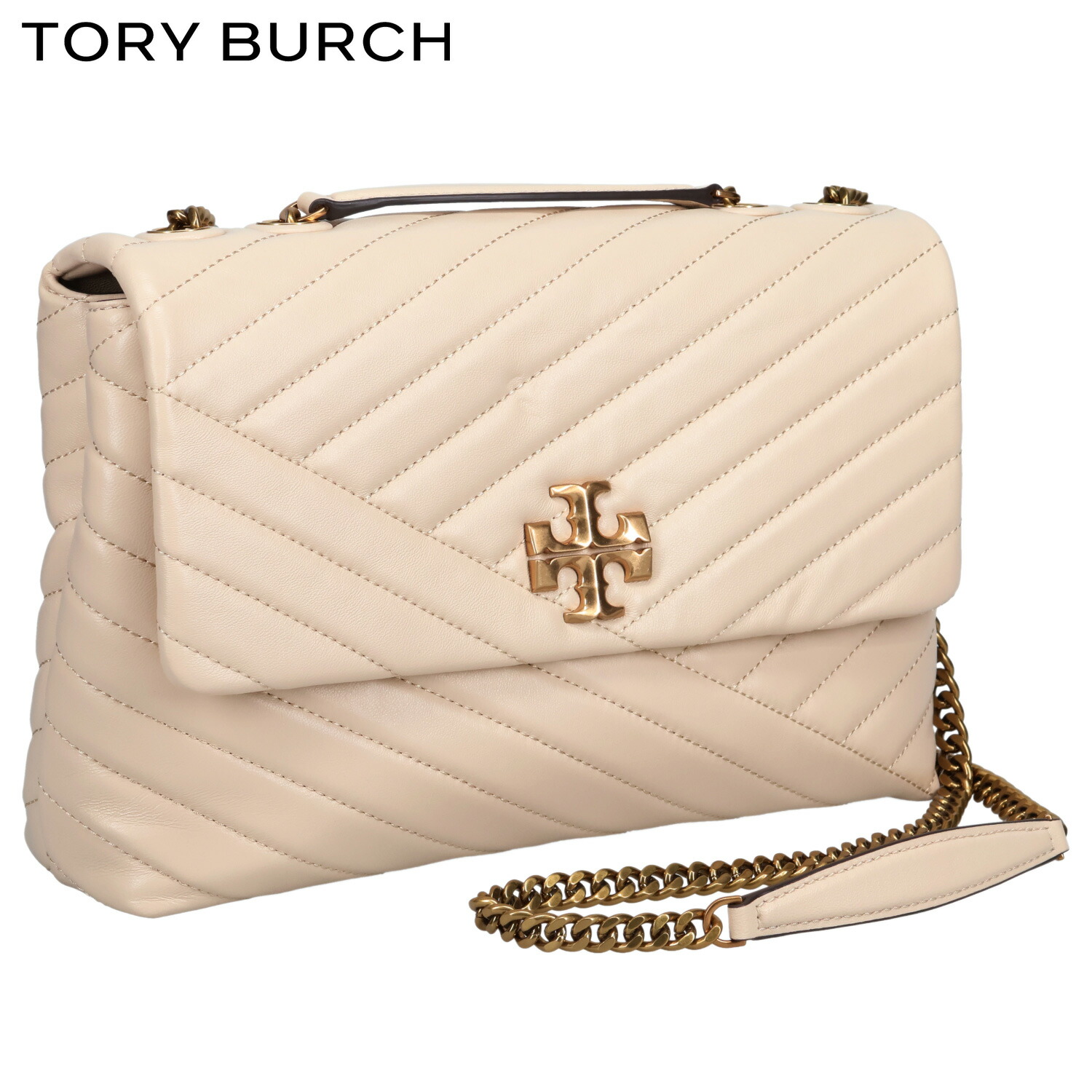 TORY BURCH トリー バーチ バッグ ショルダーバッグ レディース 斜めがけ 軽量 本革 大きめ KIRA LARGE SHOULDER BAG ベージュ 90446 母の日