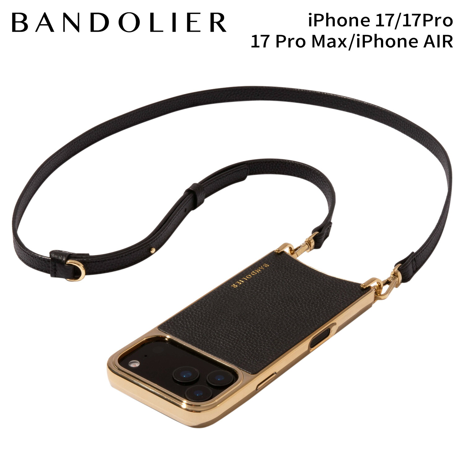 【最大1000円OFFクーポン発行中】 バンドリヤー BANDOLIER スマホショルダー iPhone17 17Pro 17Pro Max iPhone Air スマホケース アイフォン ライナ クローム ゴールド メンズ レディース RAYNA CHROME GOLD ブラック 黒 12RAY|シュガーオンラインショップ