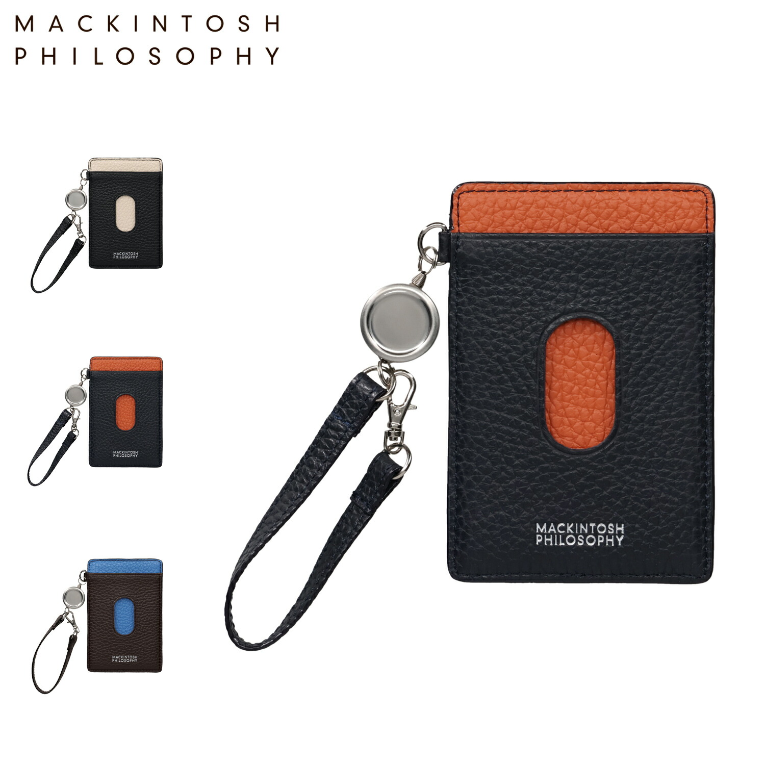 MACKINTOSH PHILOSOPHY マッキントッシュ フィロソフィー パスケース メンズ リール付き 定期入れ 本革 ブラック ネイビー ダーク ブラウン 黒 MAPW-00561