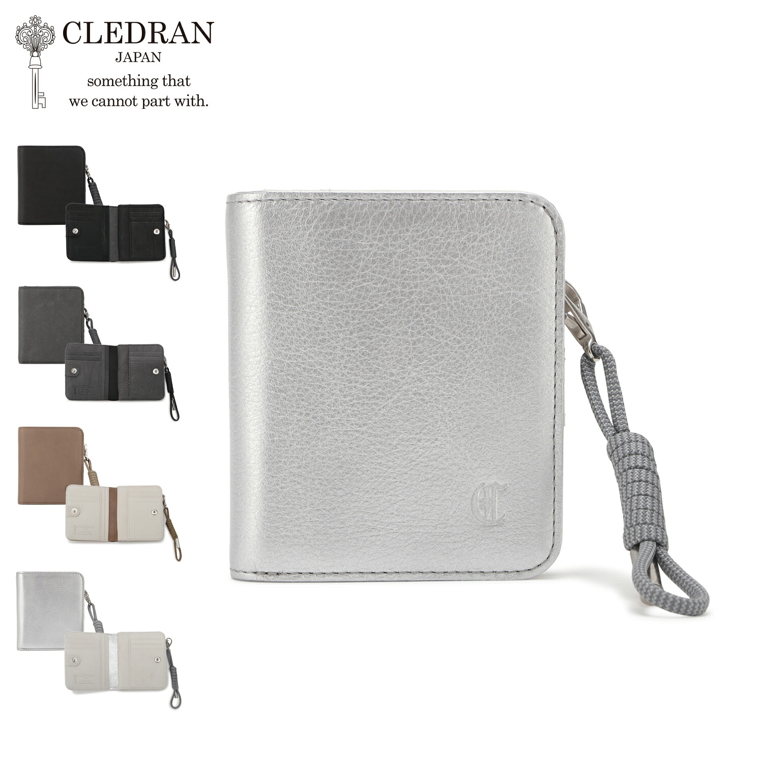 クレドラン CLEDRAN 財布 二つ折り レディース 本革 札 小銭 カード大容量 コンパクト RESI PARACORD WALLET ブラック グレー ダーク ベージュ シルバー 黒 CL3970