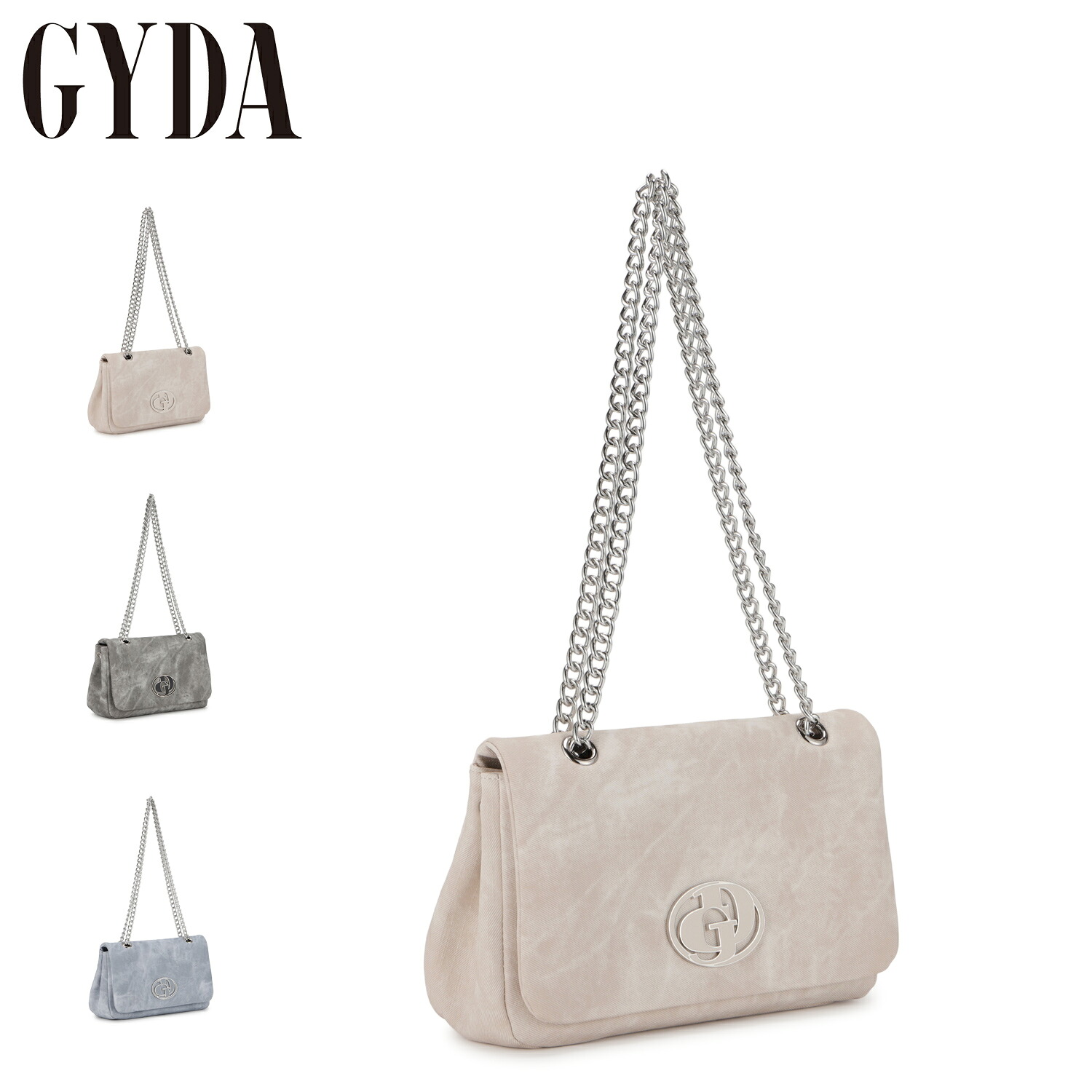 【最大1000円OFFクーポン発行中】 ジェイダ GYDA バッグ ショルダーバッグ ビッグメタル レディース 2WAY 合皮 軽量 BIG METAL ホワイト グレー ブルー 白 GY-B427｜シュガーオンラインショップ