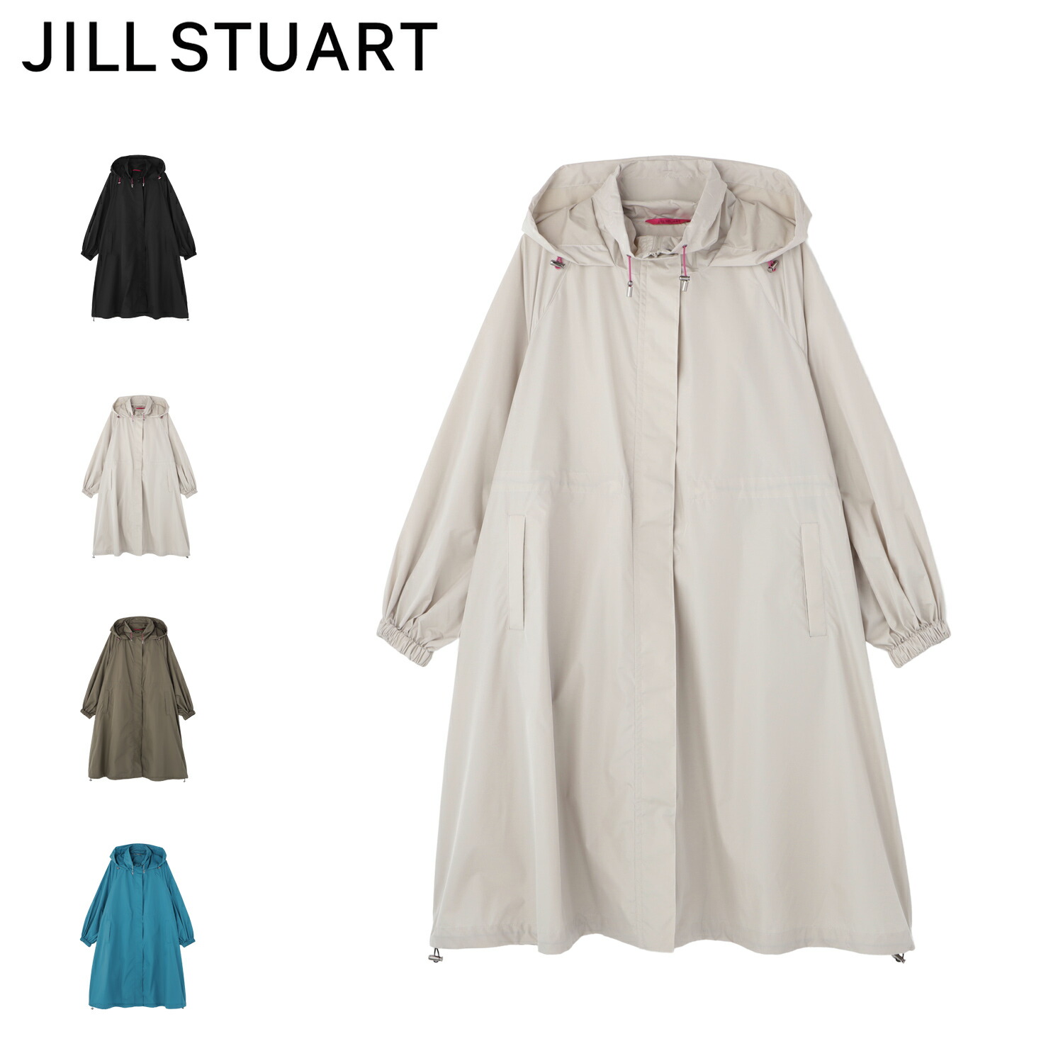 JILL STUART ジル スチュアート レインコート レインウェア レディース 撥水 防水 収納袋付き ブラック ベージュ カーキ ターコイズ 1JI 41002 母の日