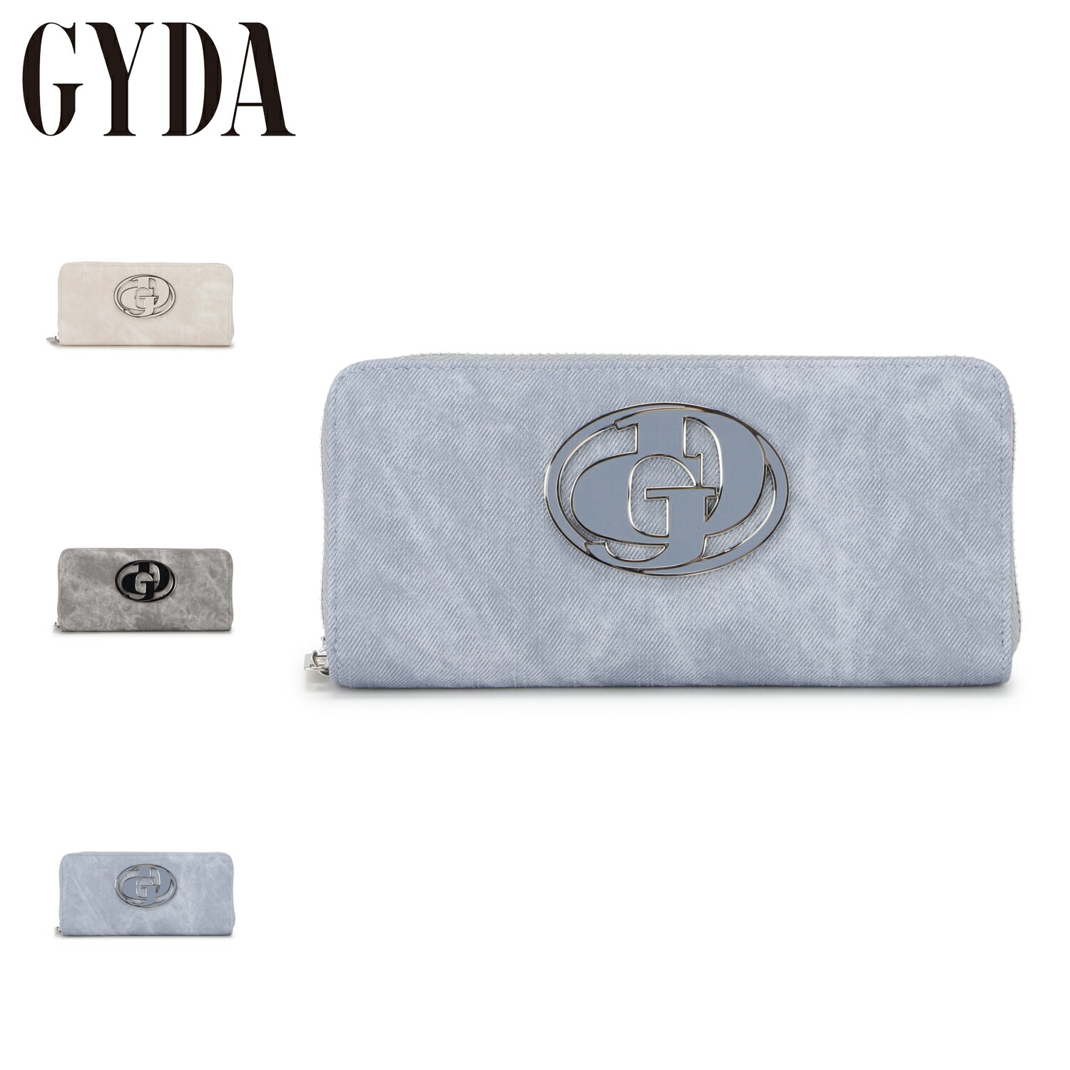 ジェイダ GYDA 財布 長財布 レディース ラウンドファスナー 大容量 ROUND ZIP LONG WALLET アイボリー グレー ブルー GY-W421 母の日