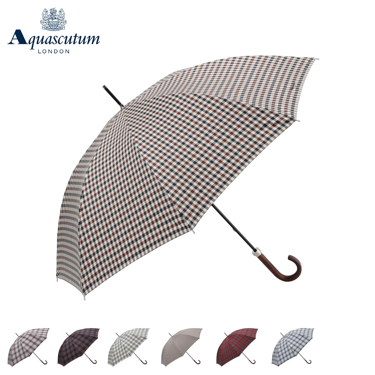 【最大1000円OFFクーポン発行中】 AQUASCUTUM アクアスキュータム 雨傘 長傘 先染めチェック レディース 大きめ グレー ネイビー ライトベージュ ベージュ レッド サックス 1AQ 11185｜シュガーオンラインショップ