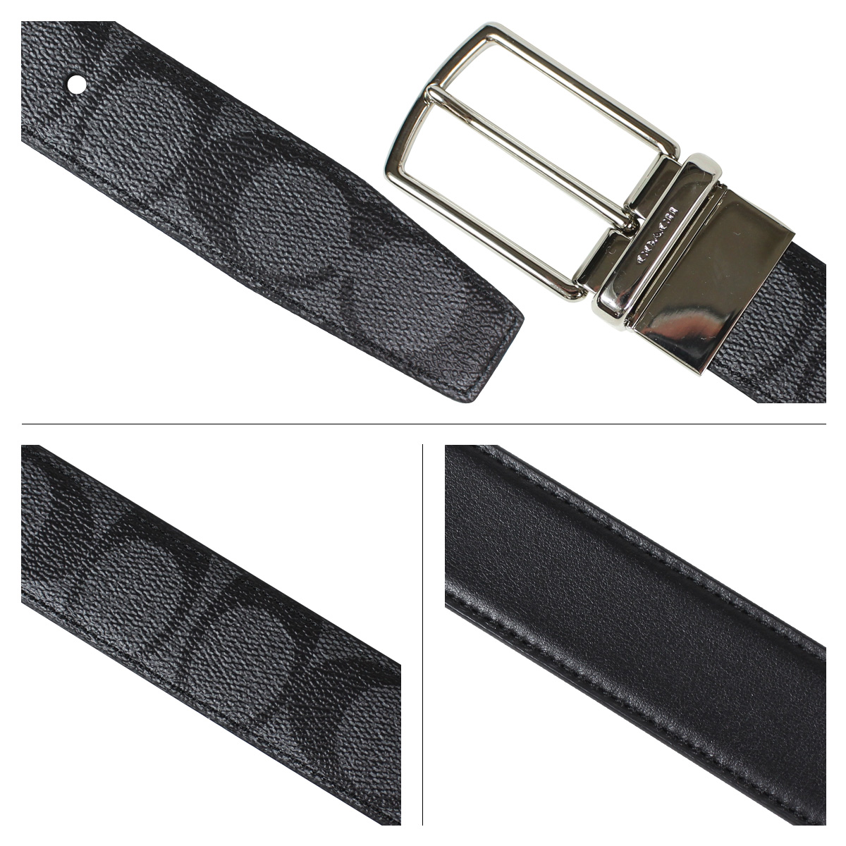 Sugar Online Shop: COACH coach men belt leather belt reversible leather F64825 charcoal X black ...
