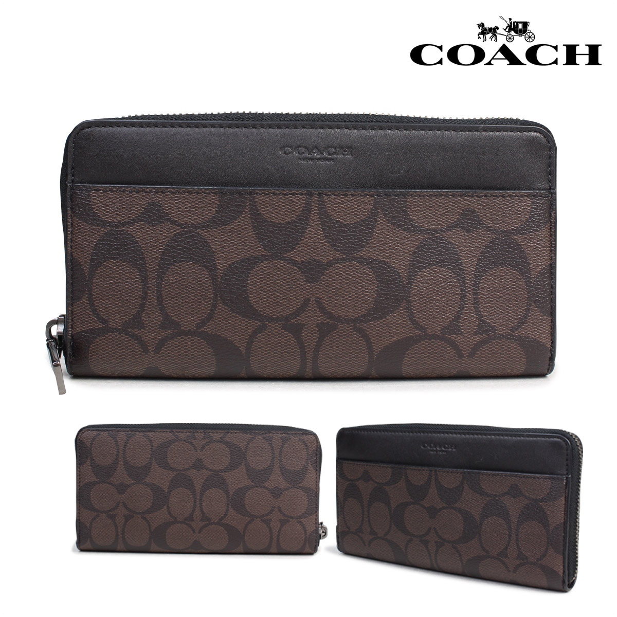 Sugar Online Shop: Coach COACH wallet men long wallet round fastener signature F58112 brown [7 ...