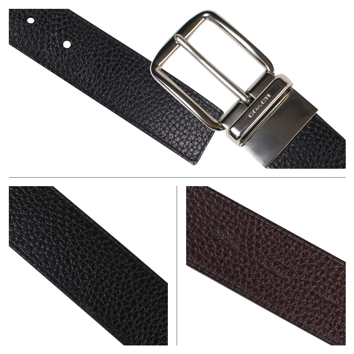 Sugar Online Shop: COACH coach men&#39;s belts leather belt reversible leather F64840 black x Brown ...