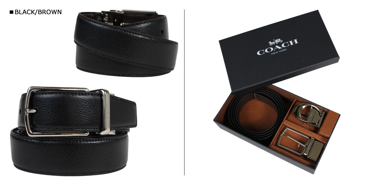 Sugar Online Shop: COACH coach men belt leather belt reversible leather F65243 black black X ...