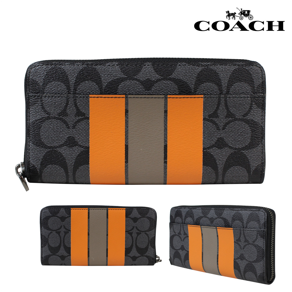 Sugar Online Shop: COACH coach mens wallet wallet F75381 charcoal / Orange [10/4 back in stock ...