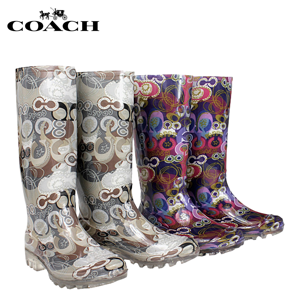 purple coach rain boots