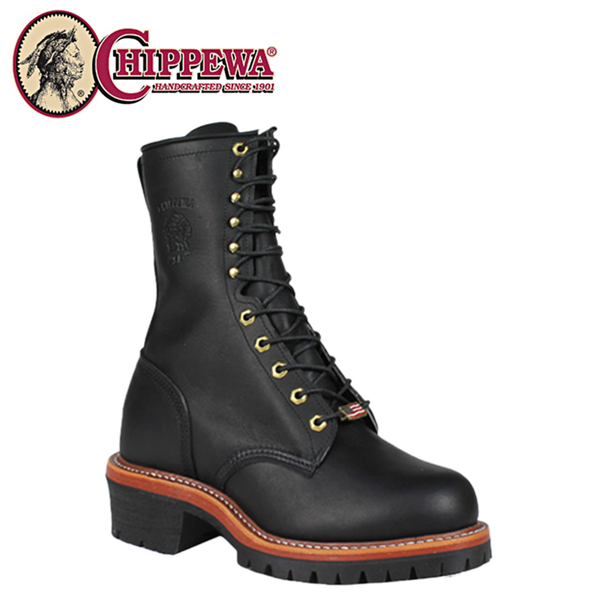 chippewa logger boots black