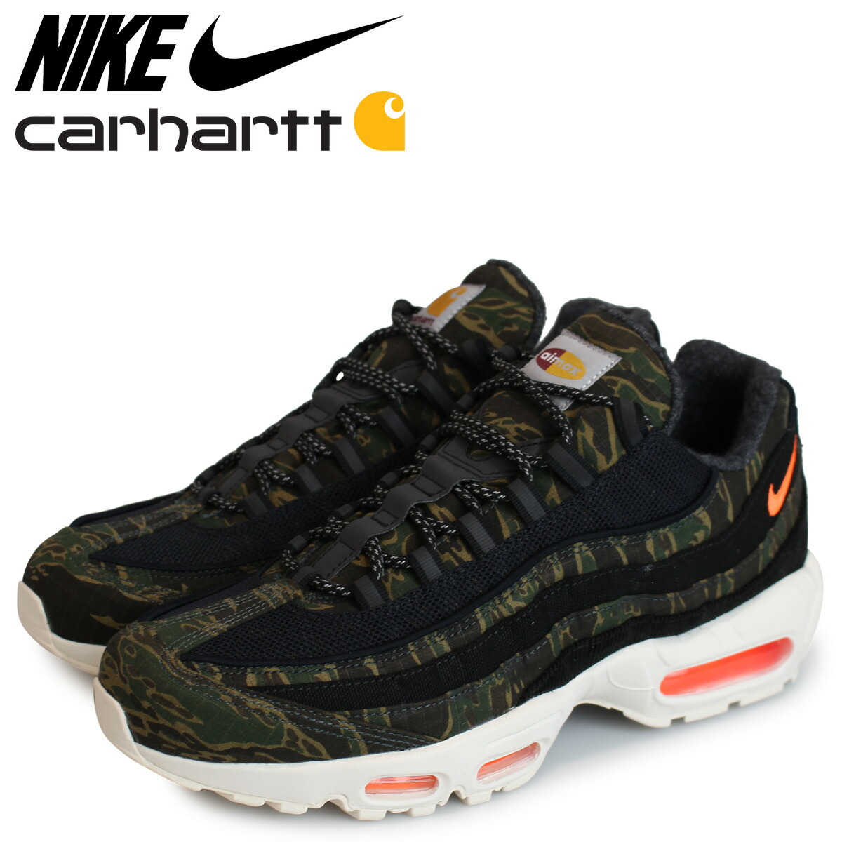 楽天市場 Nike ナイキ カーハート エアマックス95 スニーカー メンズ Air Max 95 Carhartt Wip コラボ ブラック 黒 At6152 001 シュガーオンラインショップ