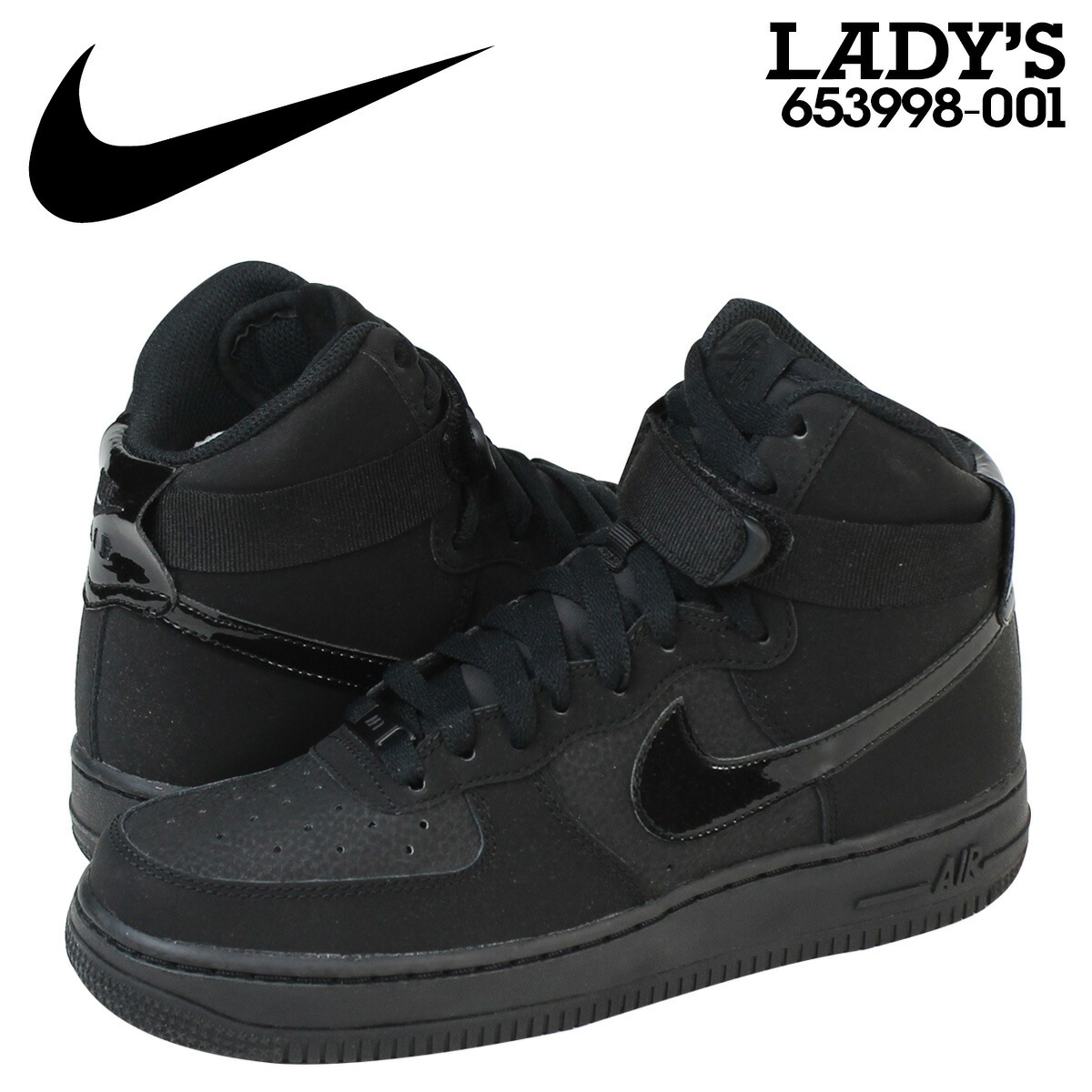 NIKE Nike air force sneakers Lady's AIR FORCE 1 HI GS air force 1 high 653,998-001 shoes black black NIKE Nike air force sneakers Lady's AIR FORCE 1 HI GS air force 1 high 653,998-001 shoes black black