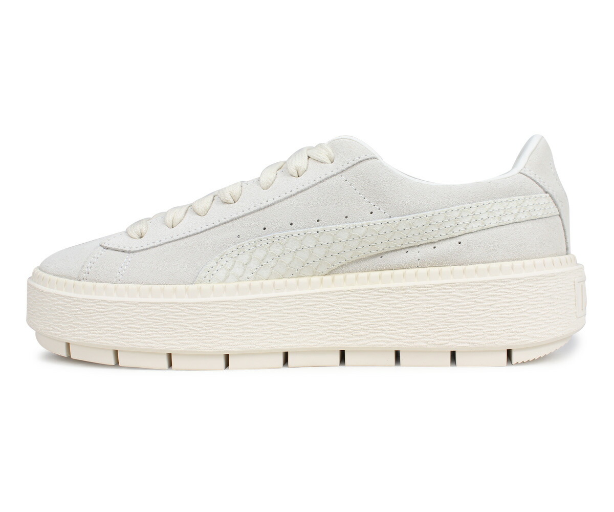 puma suede platform trace whisper white gold animal